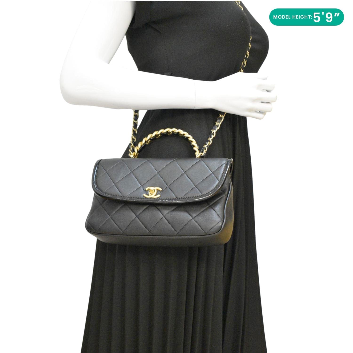 Chanel La Parisienne Quilted Leather Lambskin Black Travel Bag