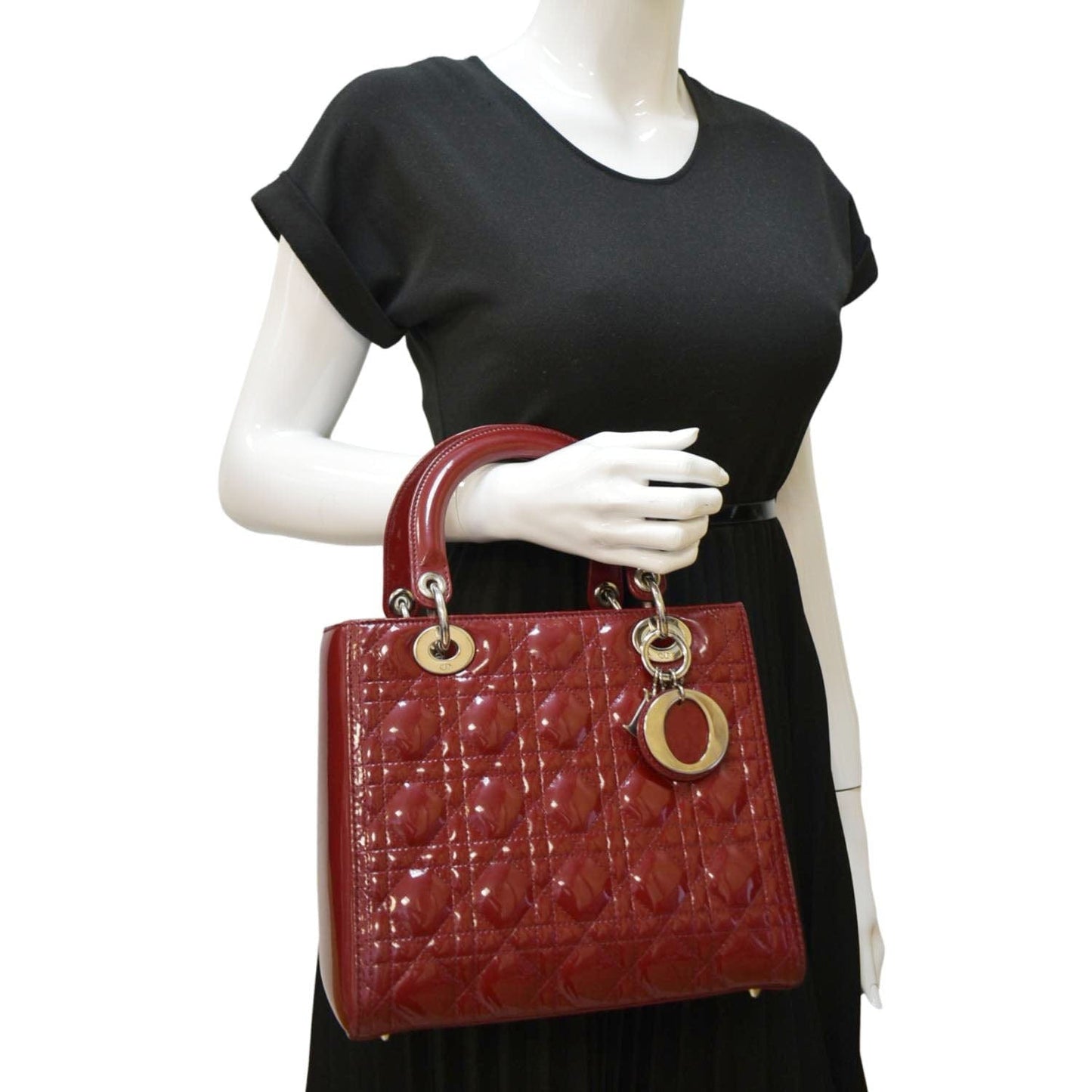 Dior Lady Shoulder Bag Leather Red