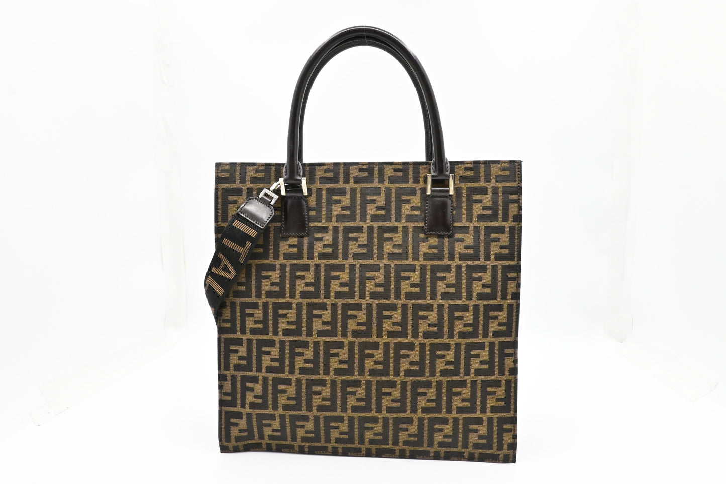 Fendi Tote In Zucca Canvas Zip Tote Bag