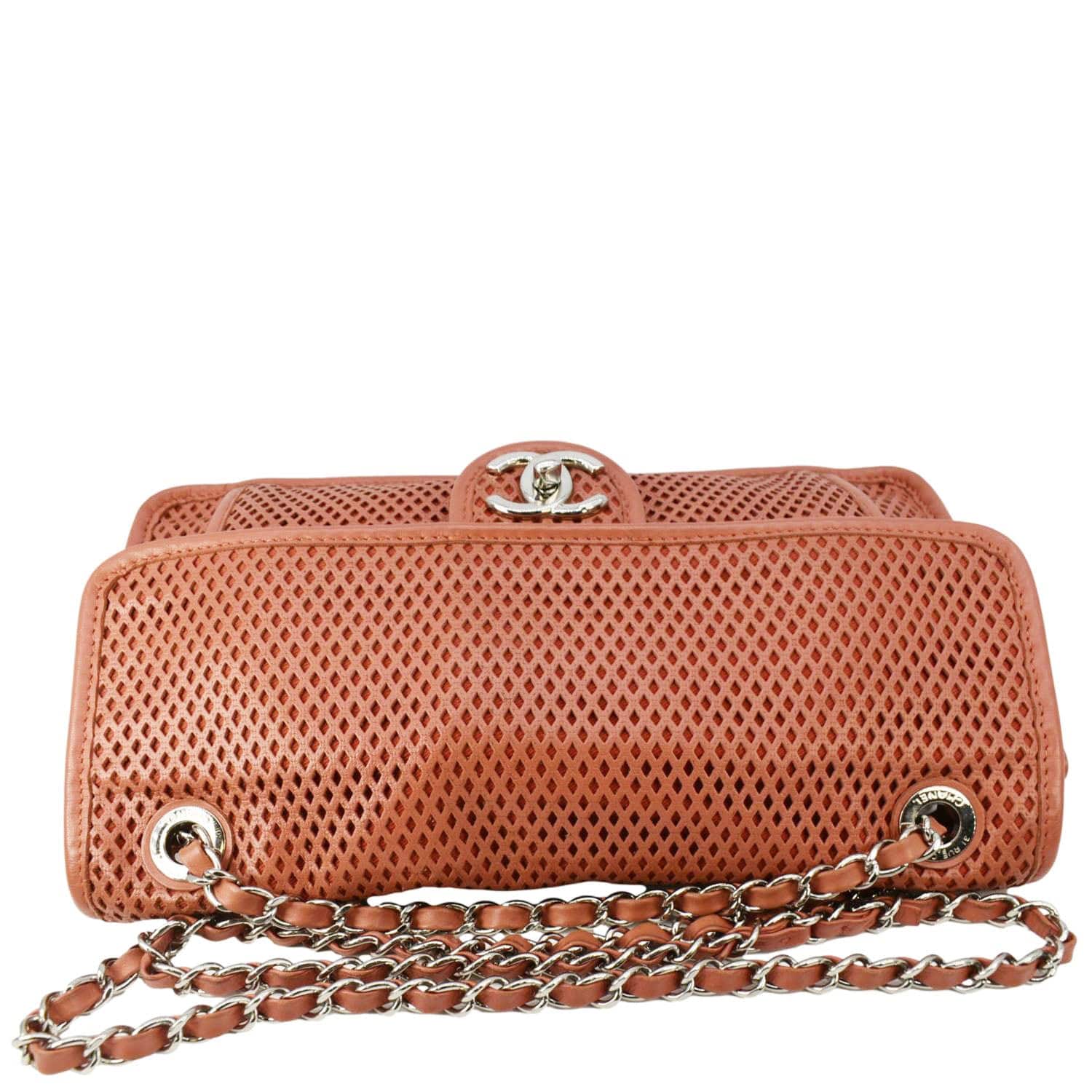 Chanel Up Air Classic Flap Perforated Calfskin Orange Travel Bag