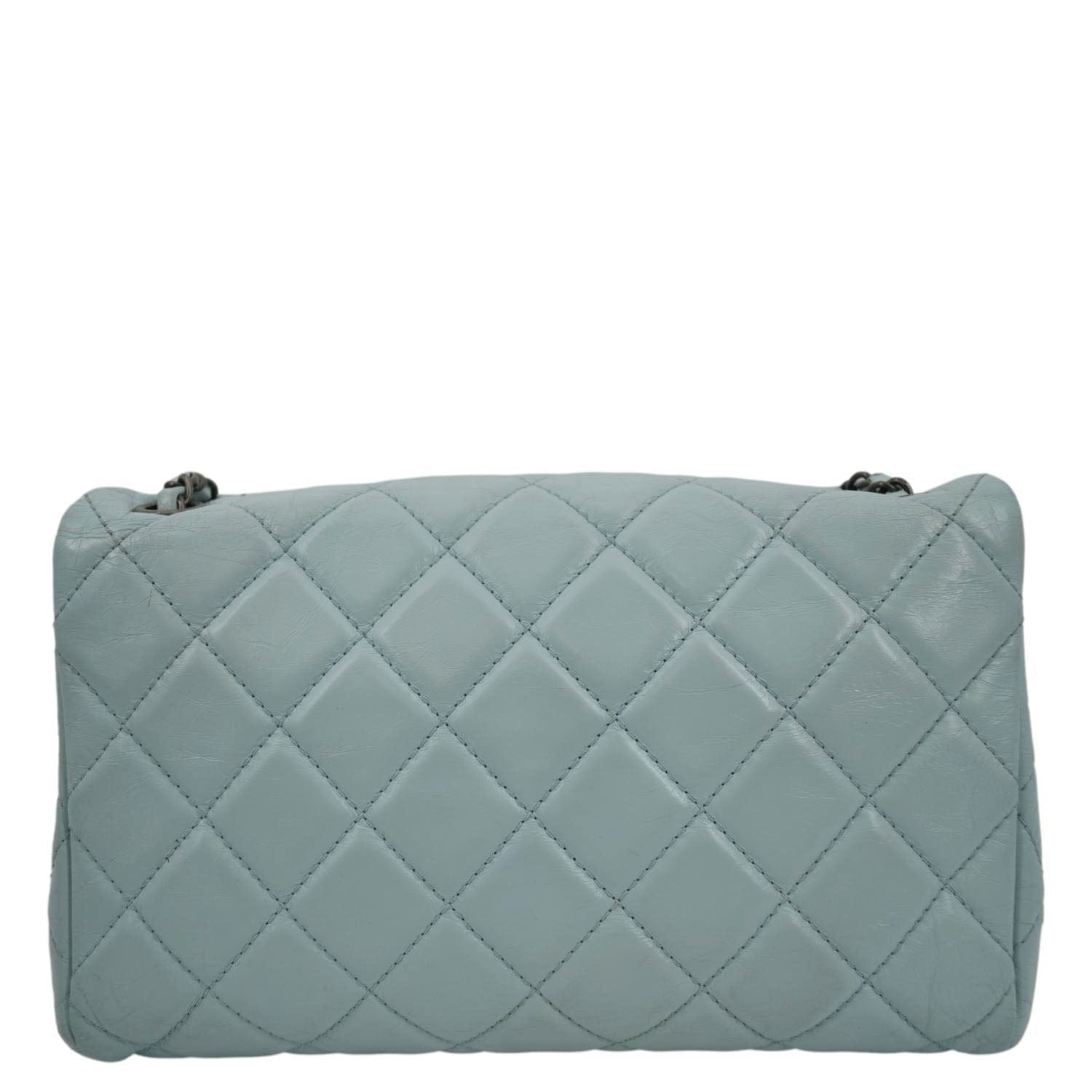 Chanel Classic Flap Quilted Light Leather Blue Travel Bag