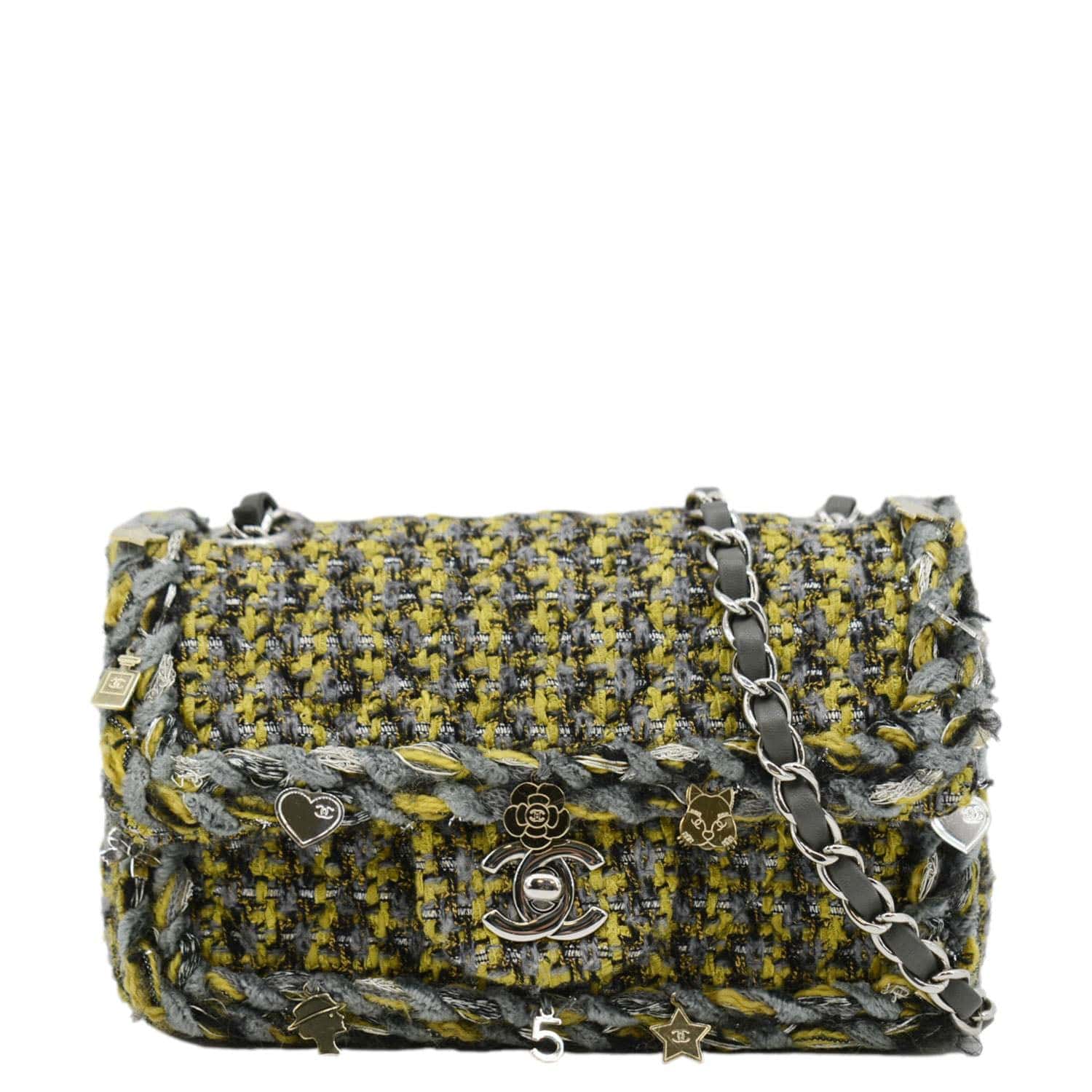 Chanel Braided Charms Tweed Flap Multicolor Key Chain