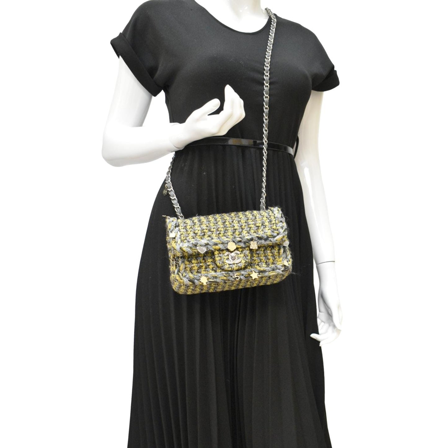 Chanel Braided Charms Tweed Flap Multicolor Key Chain