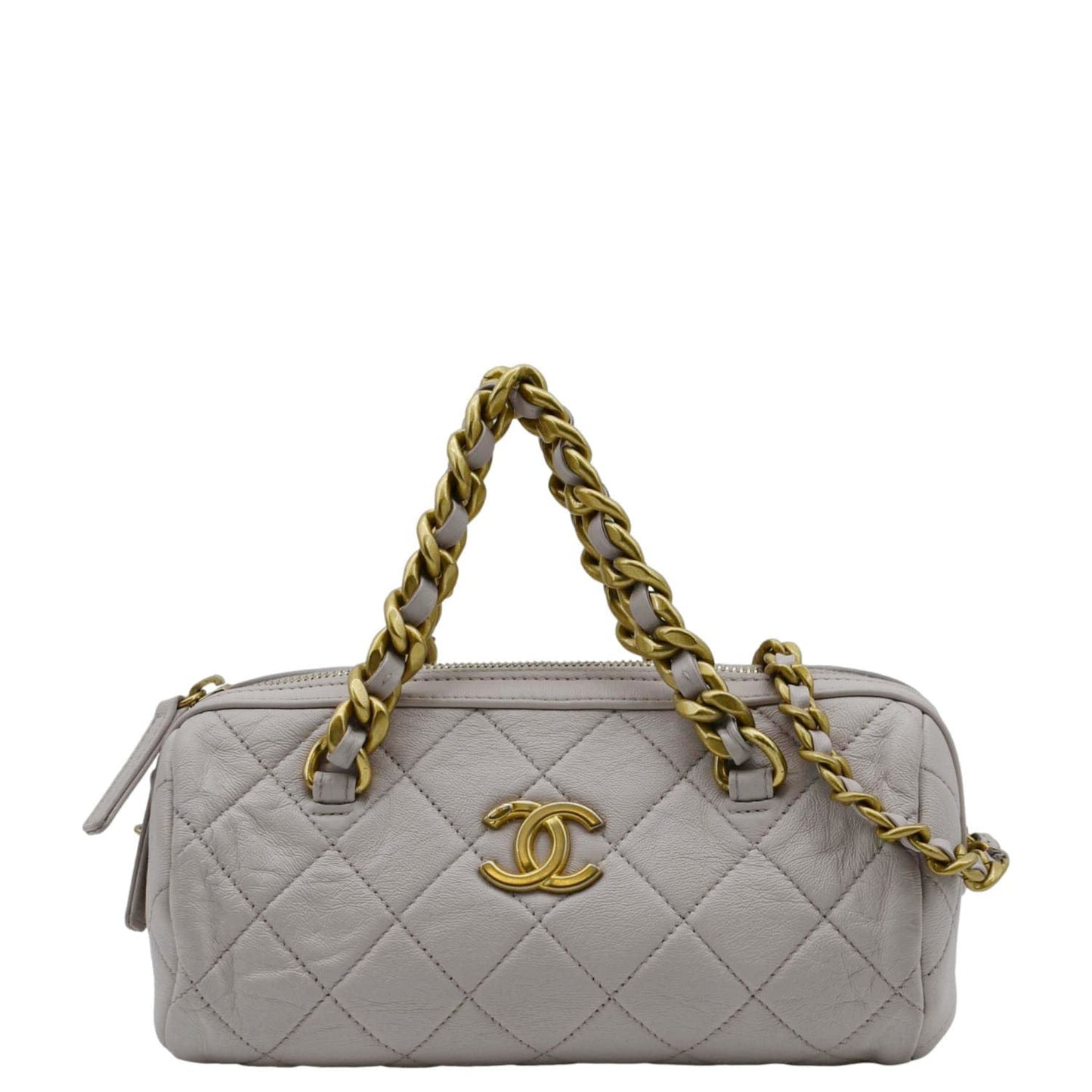 Chanel Fashion Therapy Bowling Quilted Light Leather Pink Travel Bag