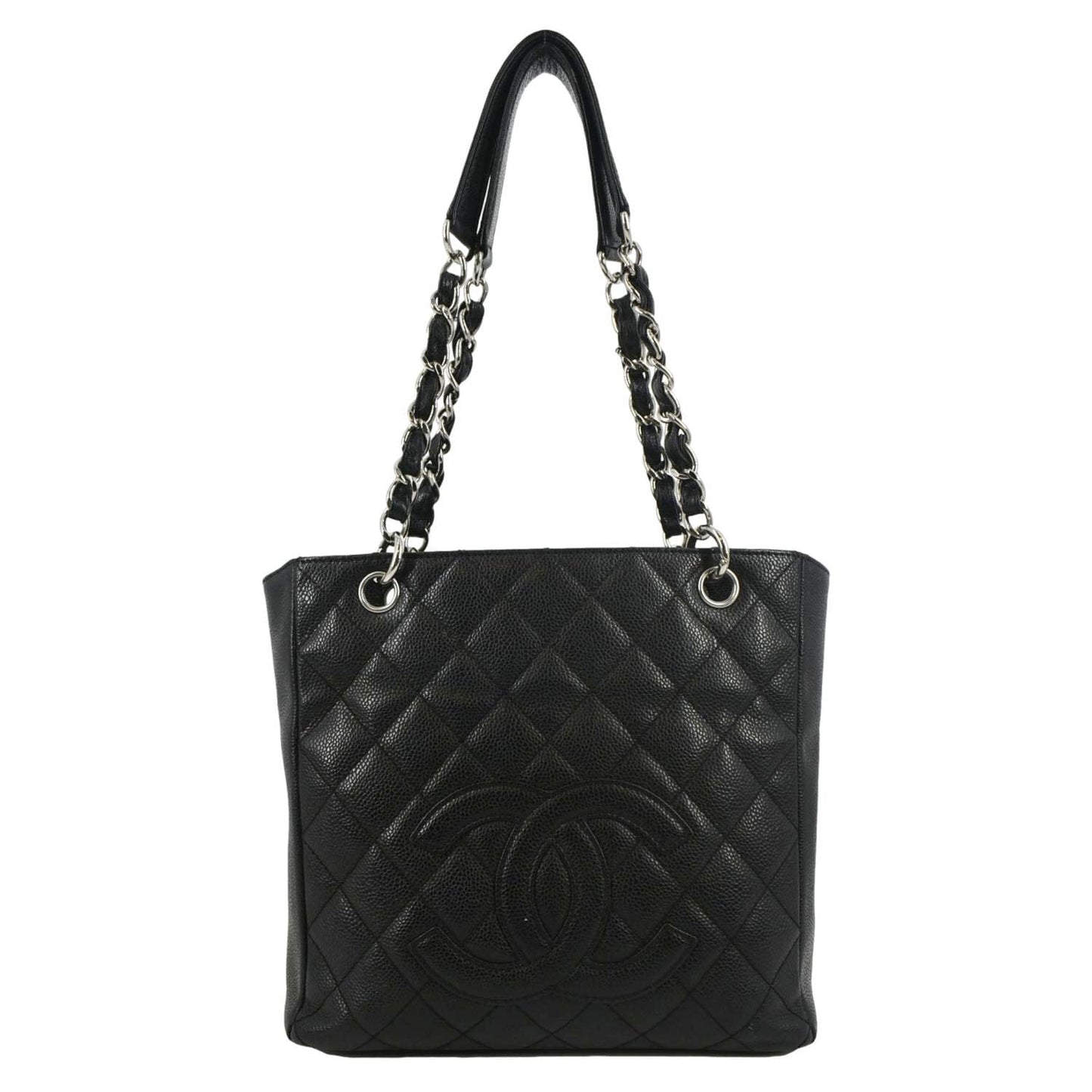 Chanel PST Caviar Quilted Shopping Leather Black Travel Bag