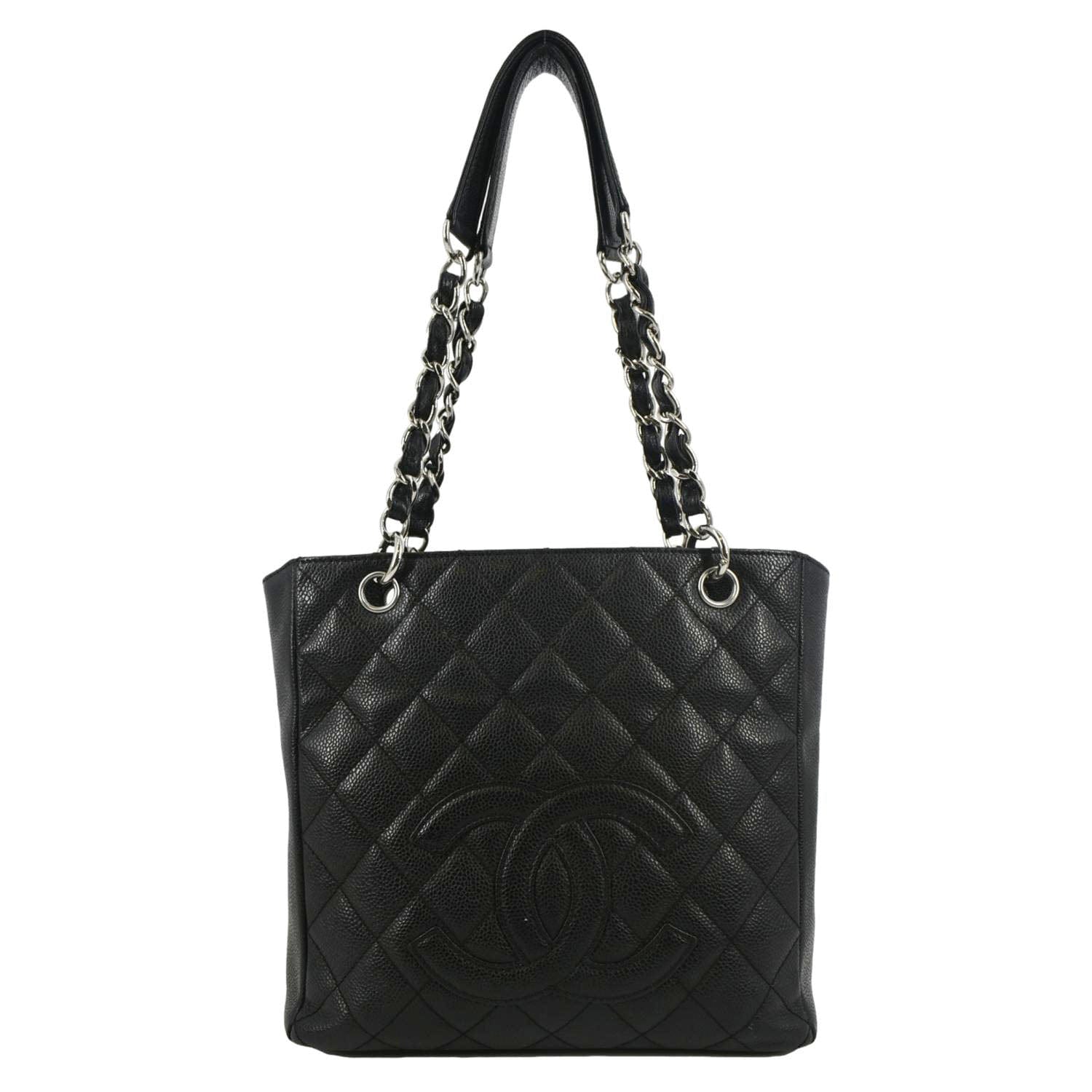 Chanel PST Caviar Quilted Shopping Leather Black Travel Bag