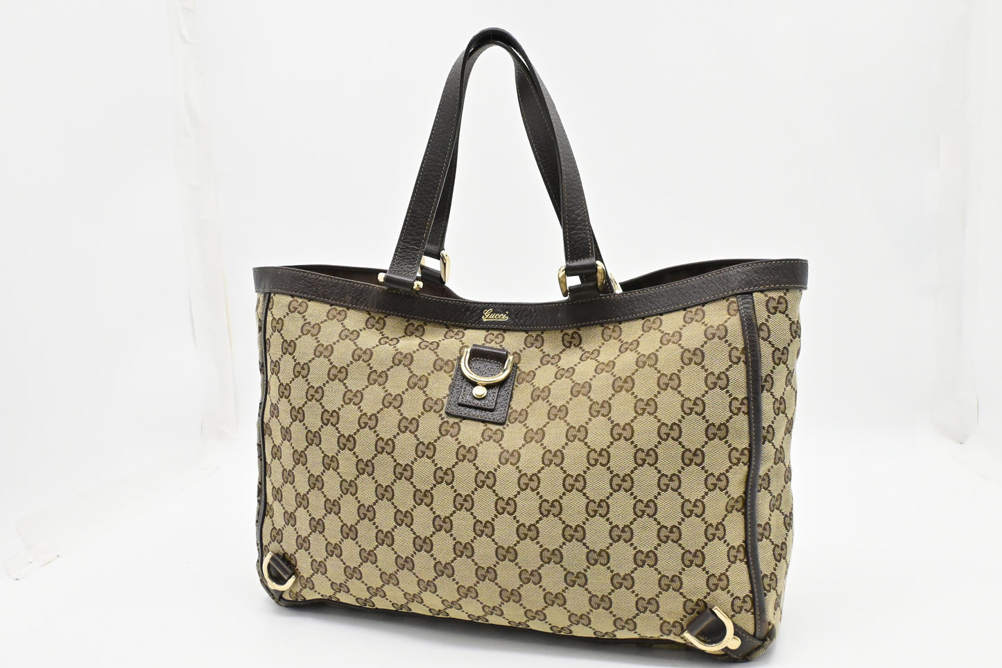 Gucci Abbey GG Canvas Black Beige Tote Bag