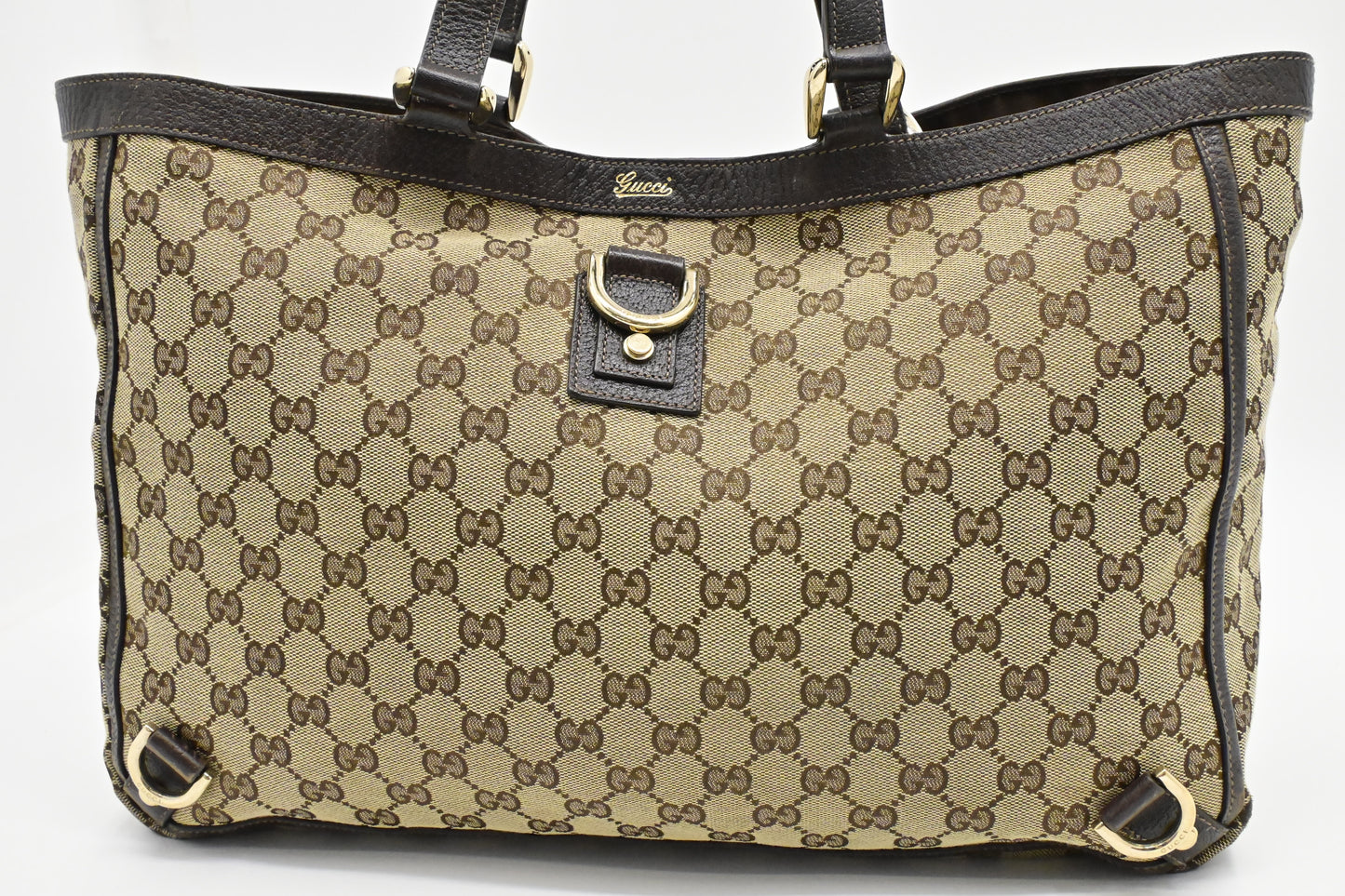 Gucci Abbey GG Canvas Black Beige Tote Bag