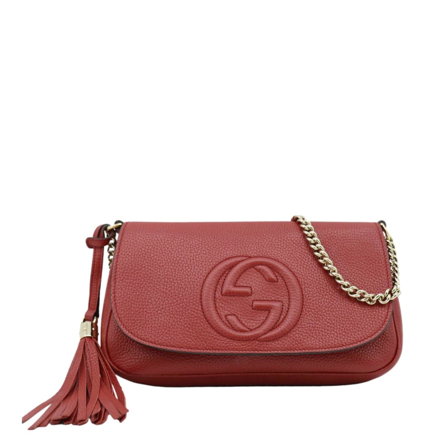 Gucci Soho Flap Crossbody Bag Leather Red