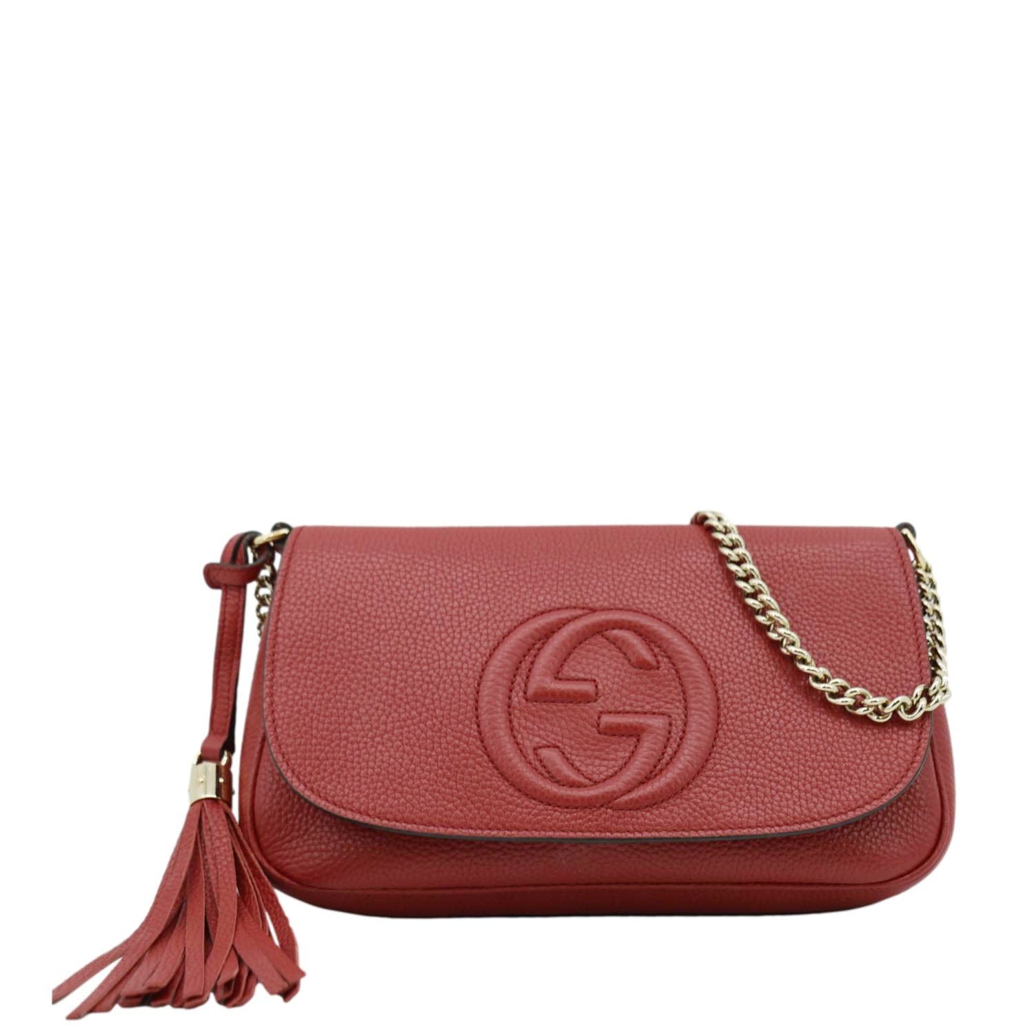 Gucci Soho Flap Crossbody Bag Leather Red