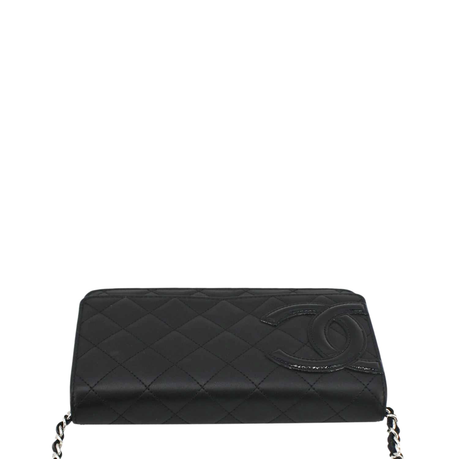 Chanel Cambon Ligne On Quilted Leather Black Wallet Case