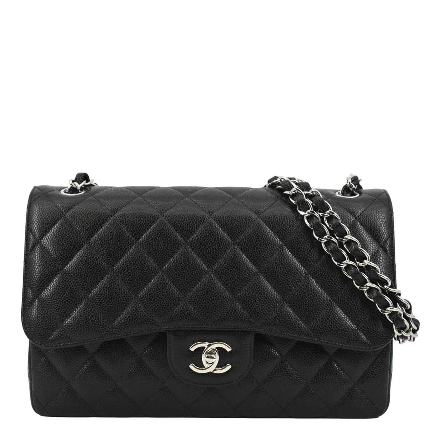 Chanel Classic Double Flap Quilted Leather Black Travel Bag Flap Bag