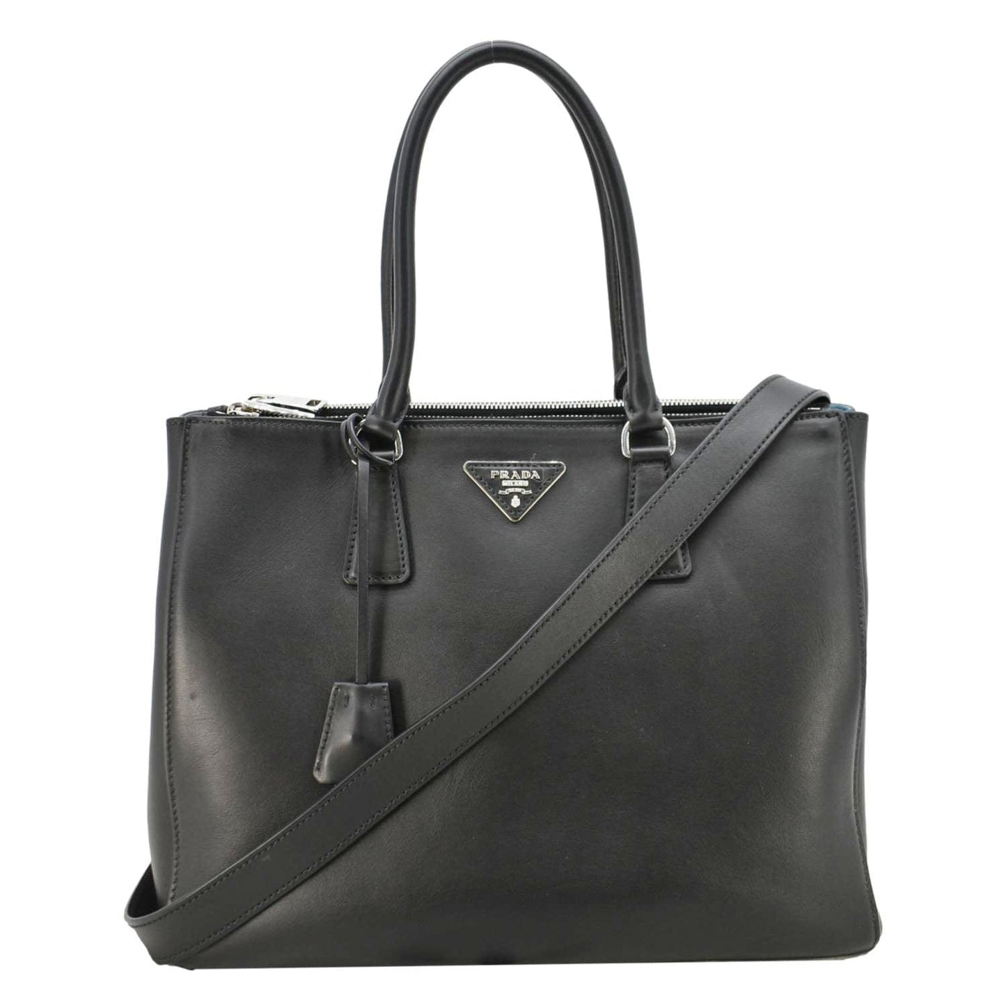 Prada Galleria Tote Shoulder Bag Leather Black Large
