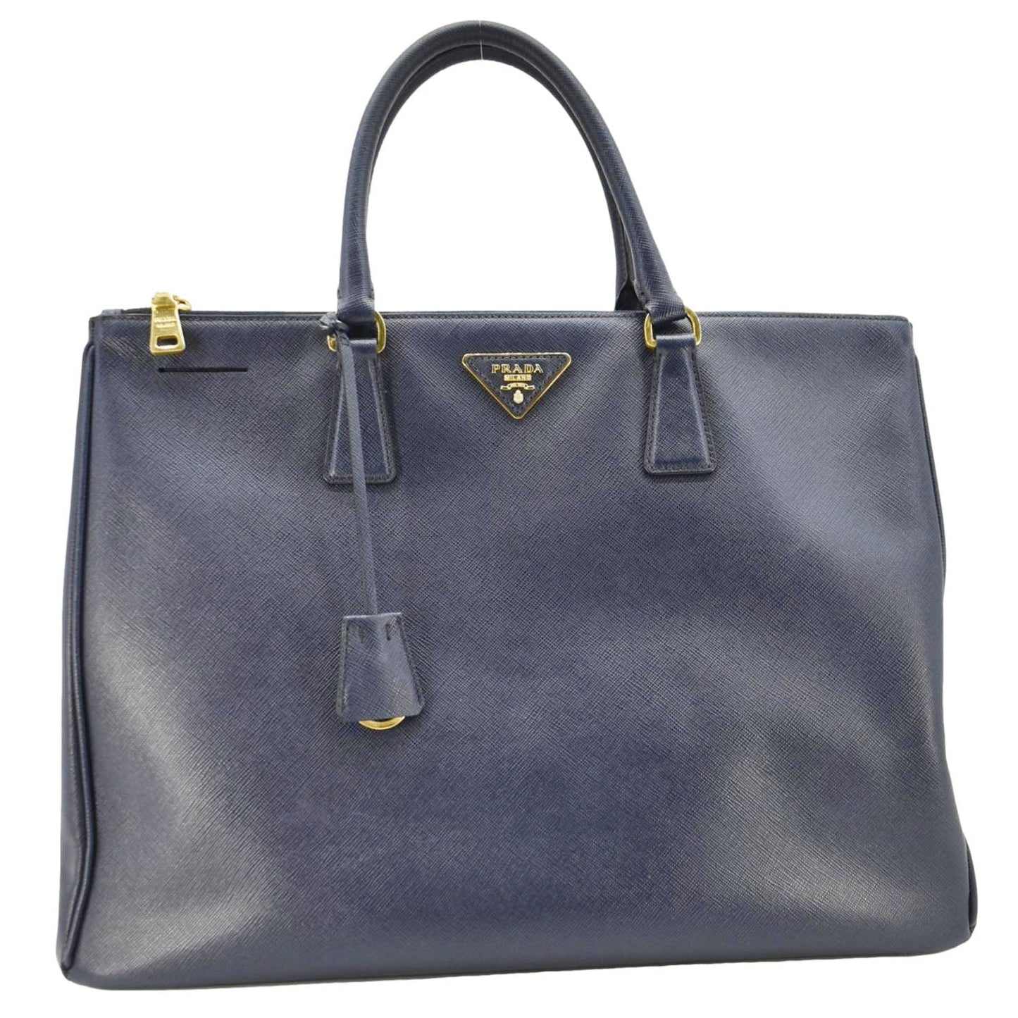 Galleria Double Zip Saffiano Top Handle Tote Leather Blue Tote Bag