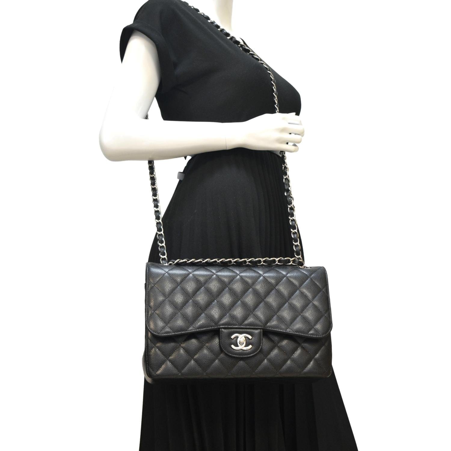 Chanel Classic Double Flap Quilted Leather Black Travel Bag Flap Bag