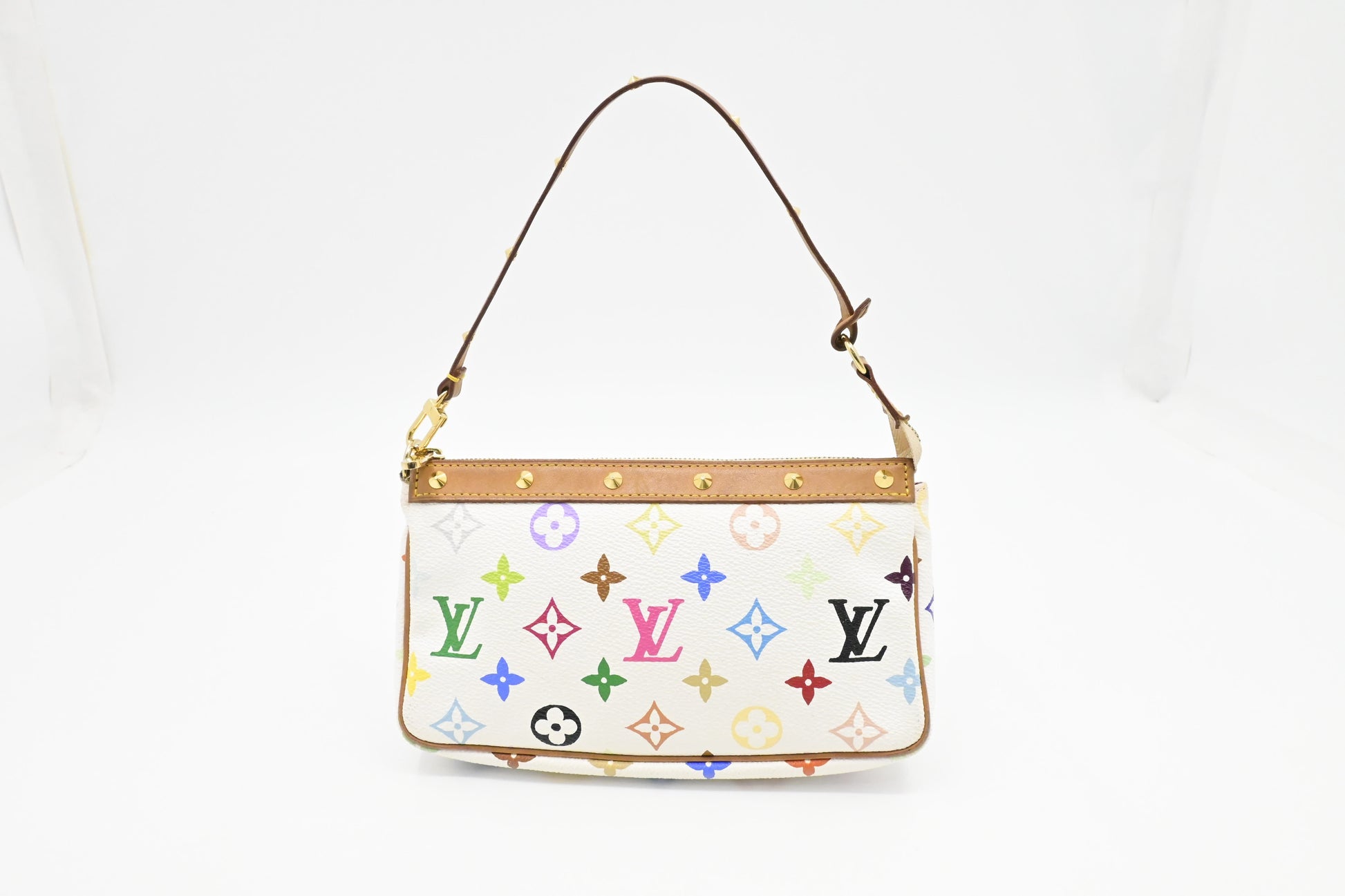 Louis Vuitton x Takashi Murakami Pochette Accessoires Monogram Canvas White Multicolor Clutch Bag