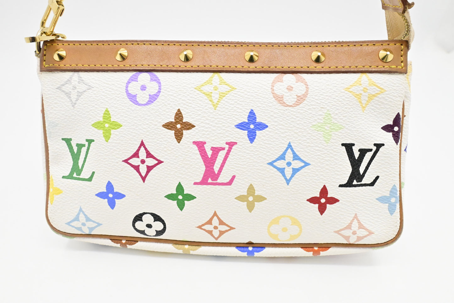 Louis Vuitton x Takashi Murakami Pochette Accessoires Monogram Canvas White Multicolor Clutch Bag