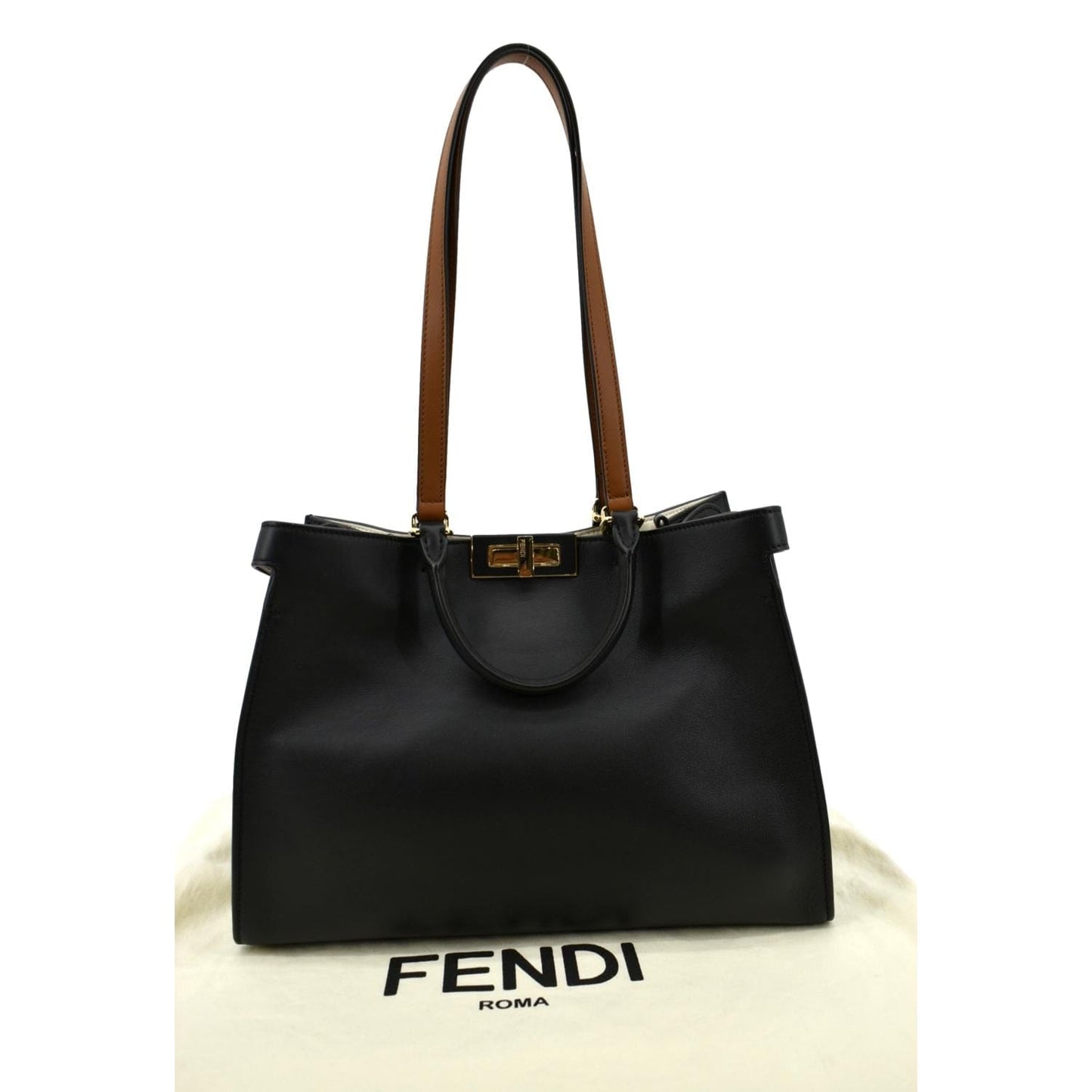 Fendi Peekaboo Lite Tote Bag Leather Black