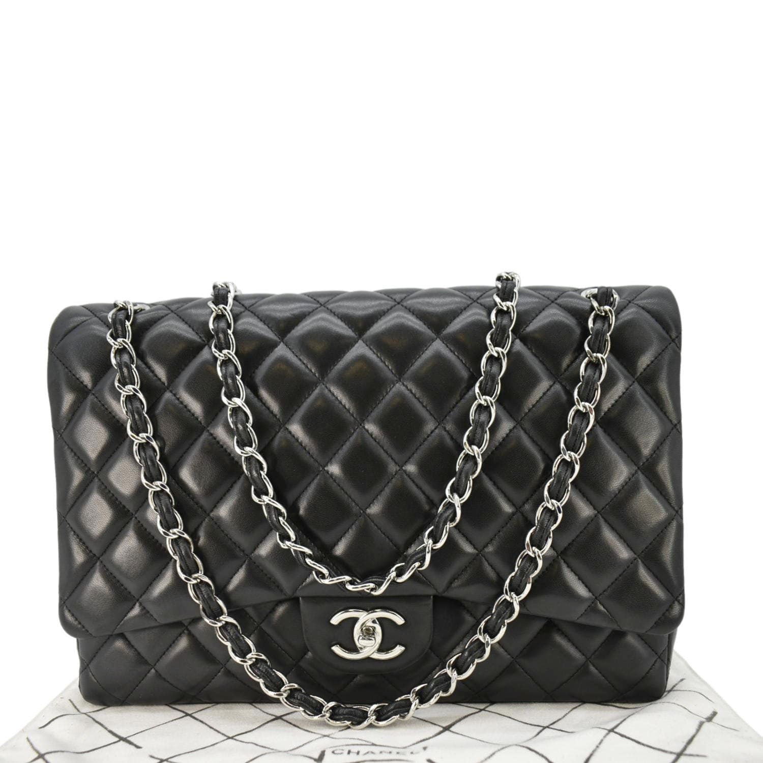 Chanel Classic Double Flap Quilted Leather Crossbody Bag Black