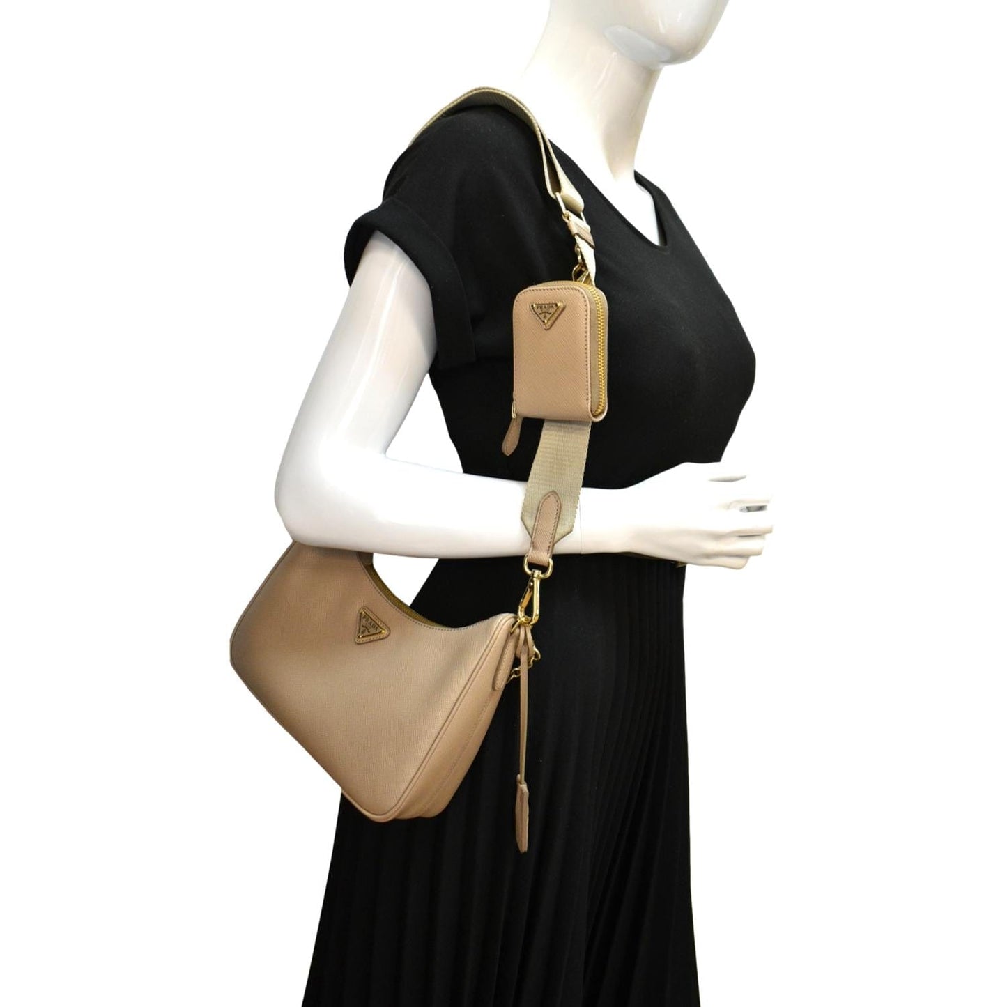 Re Edition Saffiano Shoulder Bag Leather Beige