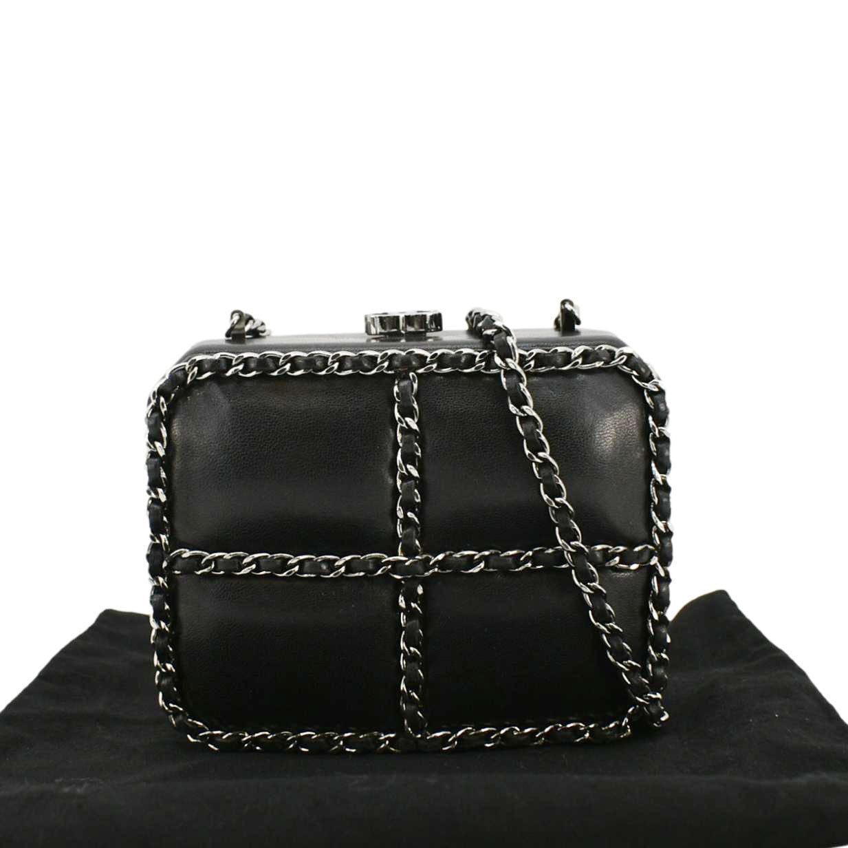 Chanel Minaudiere Leather Lambskin Black Travel Bag