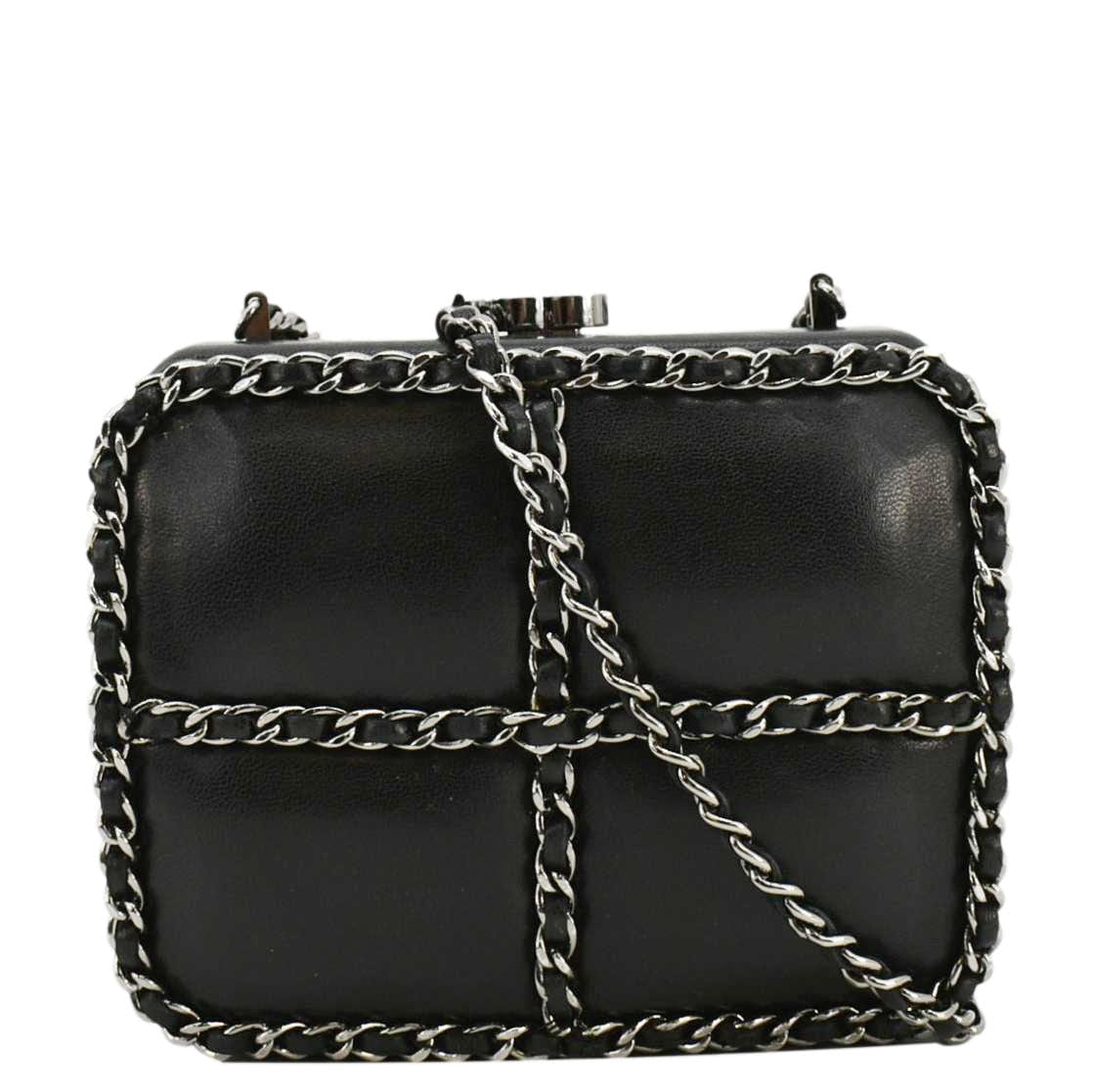 Chanel Minaudiere Leather Lambskin Black Travel Bag