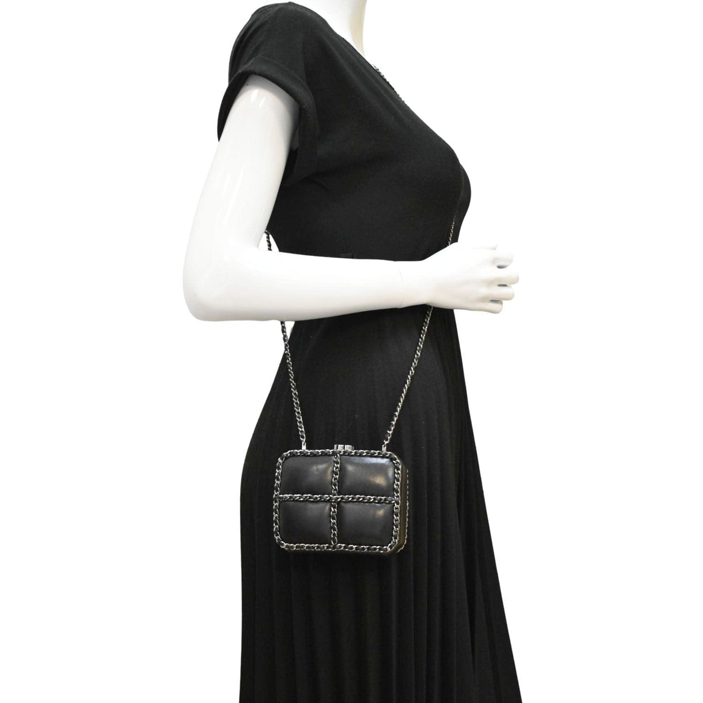 Chanel Minaudiere Leather Lambskin Black Travel Bag