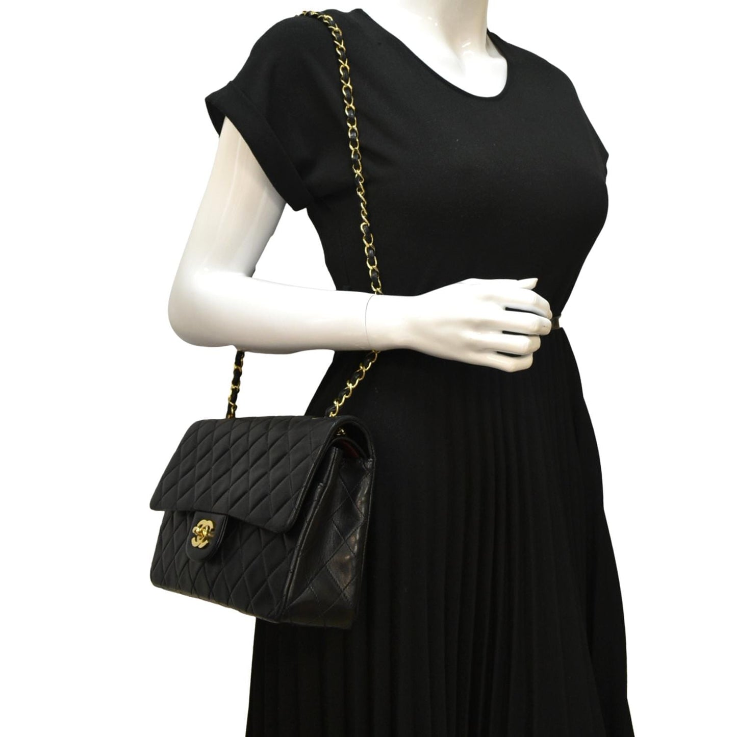 Chanel Classic Double Flap Leather Black Travel Bag Bag 1