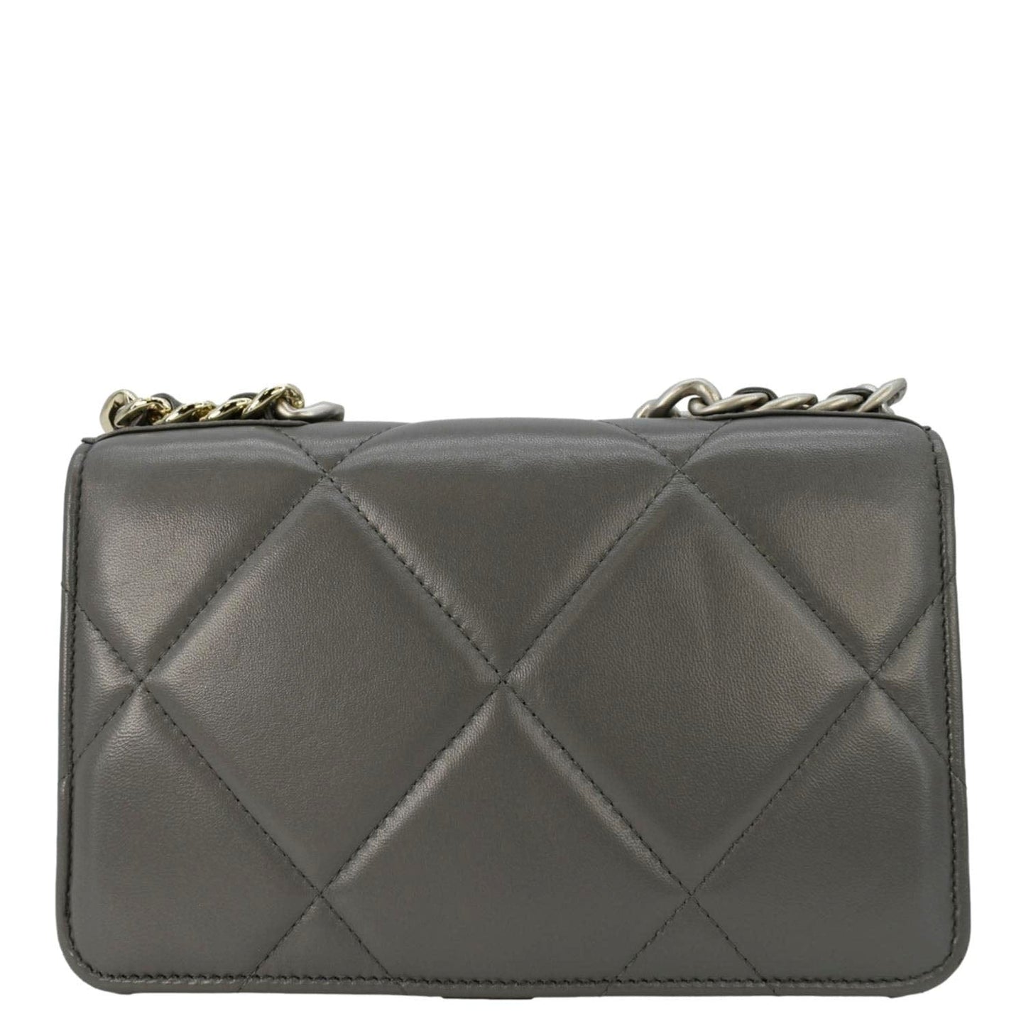 Chanel 19 WOC Quilted On Leather Grey Wallet Case