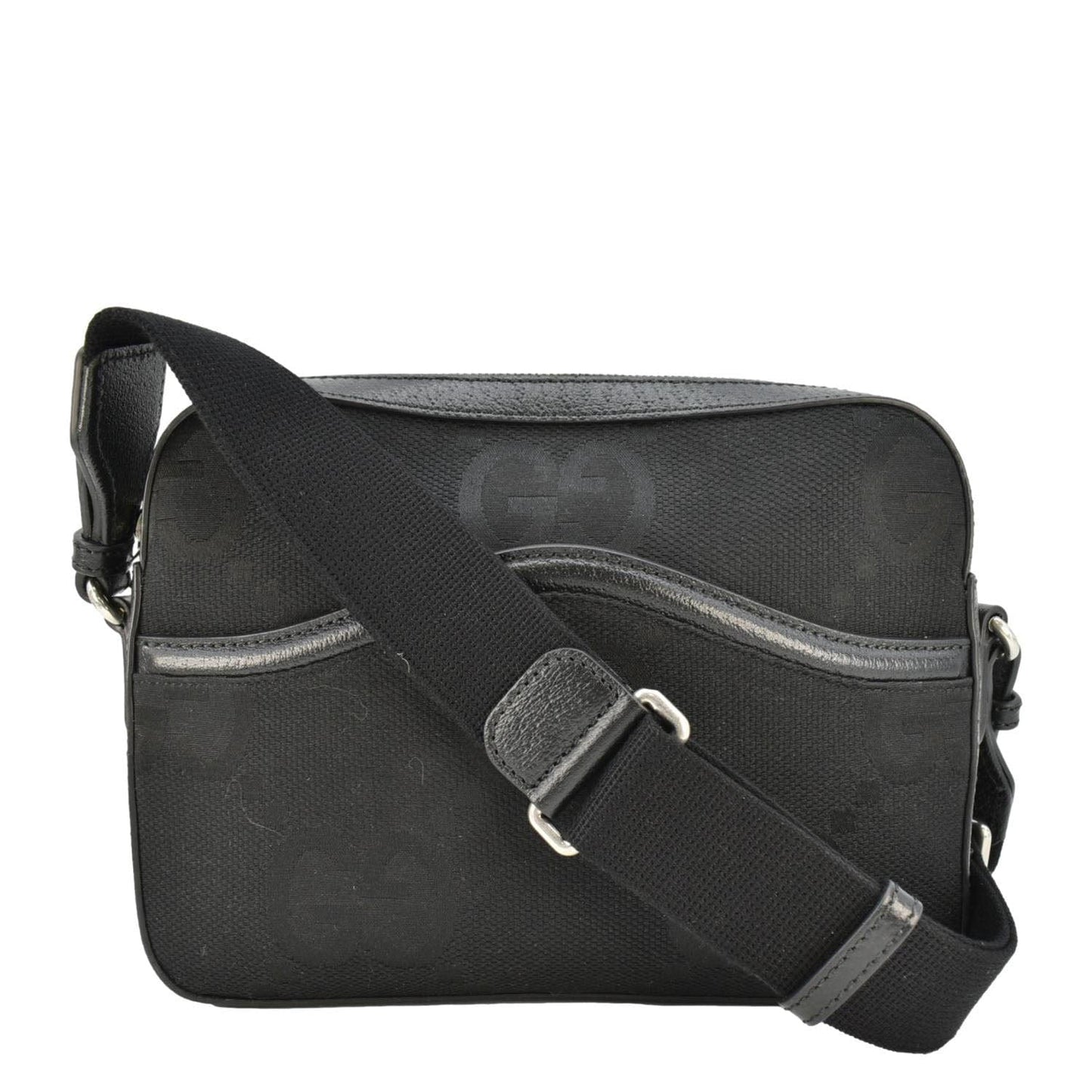 Gucci Jumbo Messenger Bag Canvas Black Crossbody Bag