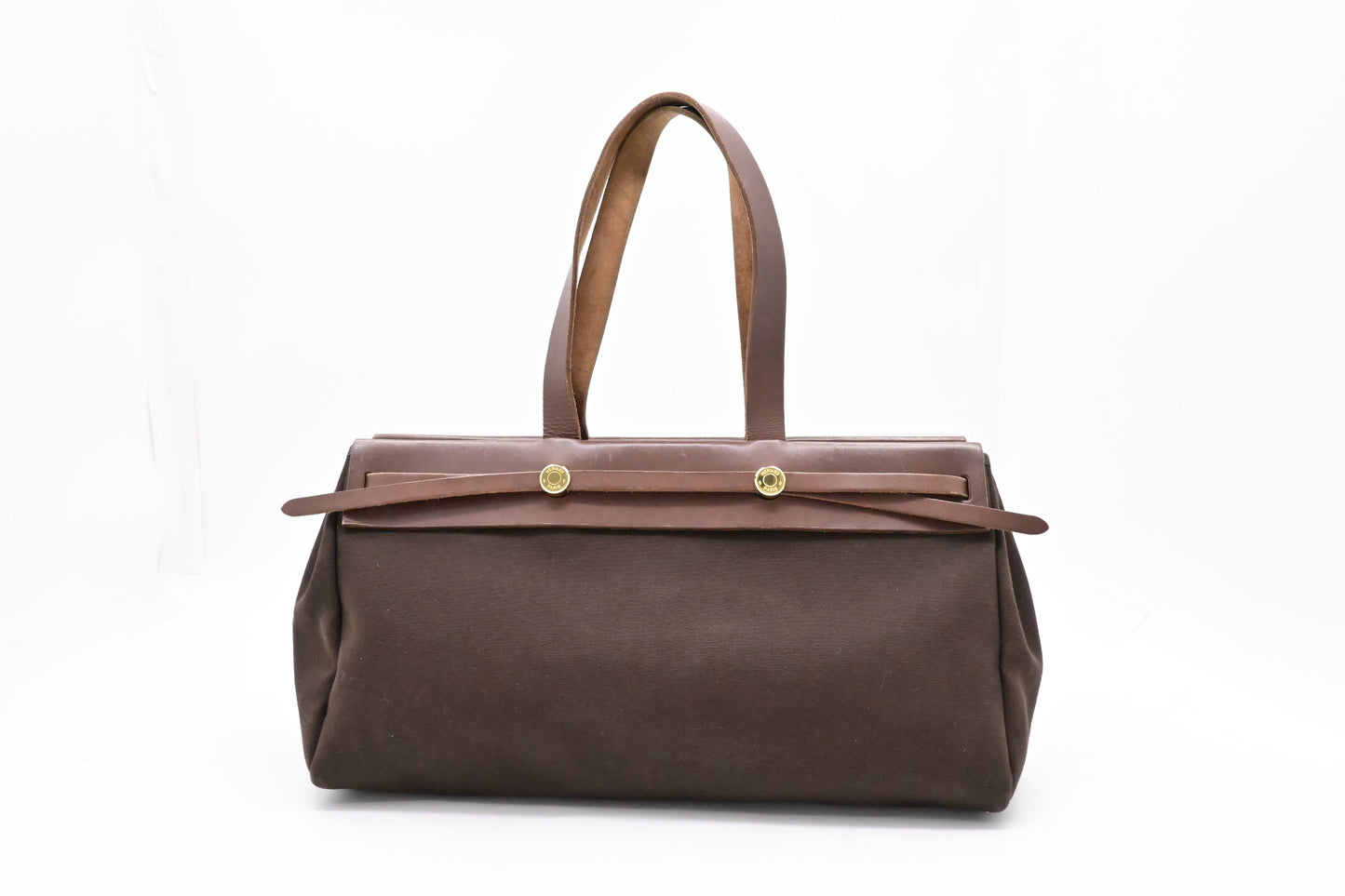 Hermes Herbag Cabas In & Leather Canvas Travel Bag