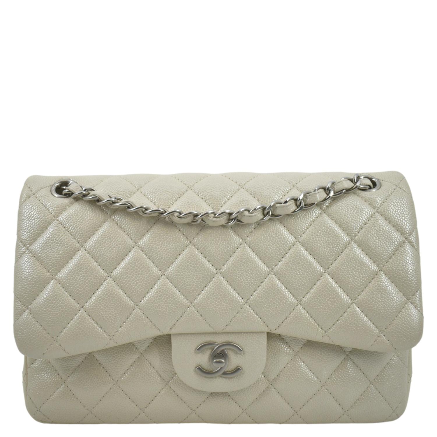 Chanel Classic Double Flap Quilted Leather Ivory Travel Bag Flap Bag