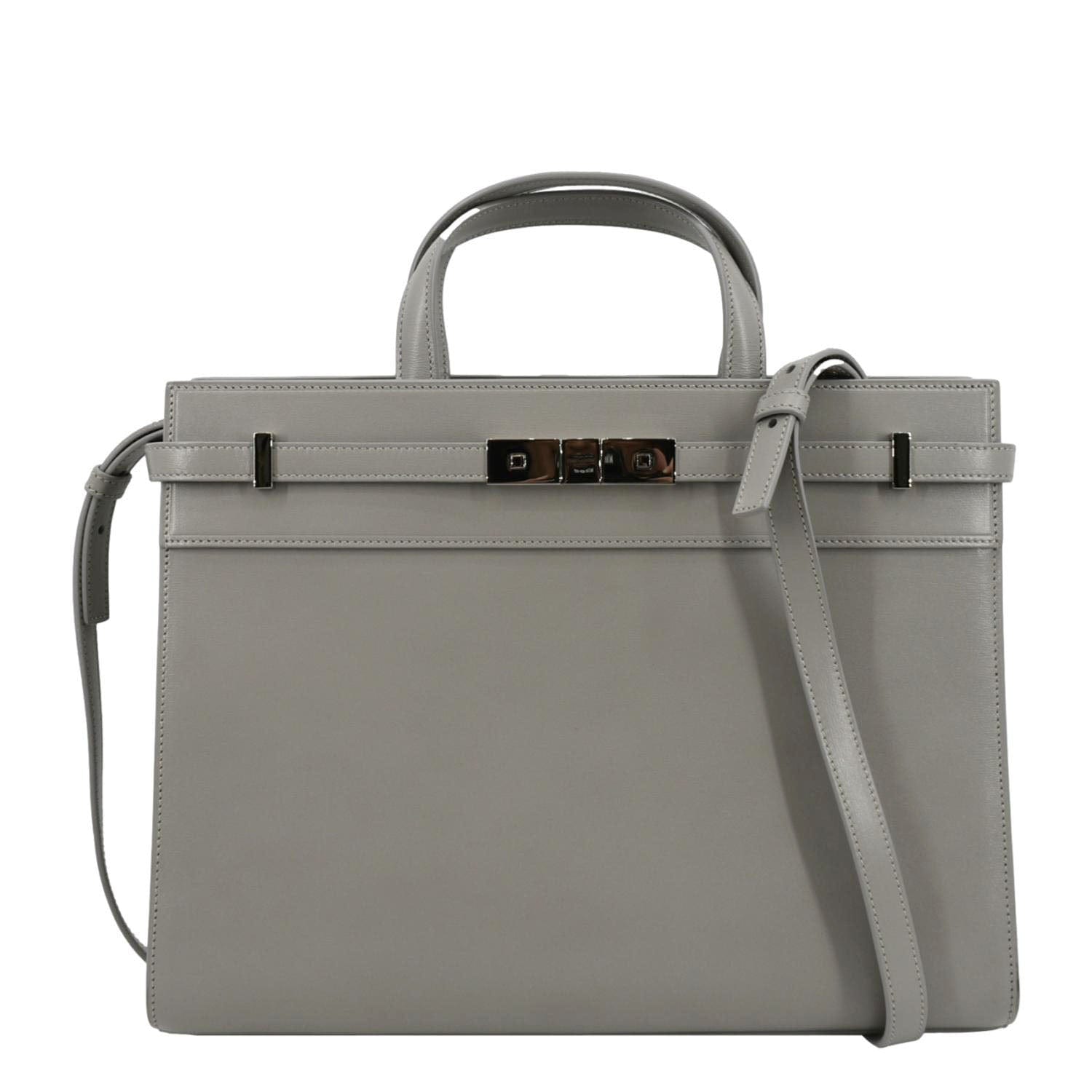 YSL Saint Laurent Saint Manhattan Shopper Tote Bag Grey Leather