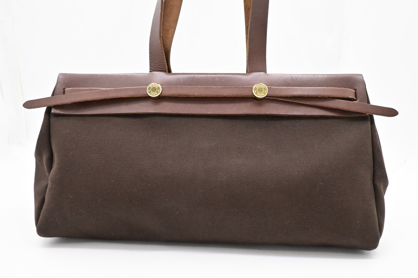 Hermes Herbag Cabas In & Leather Canvas Travel Bag