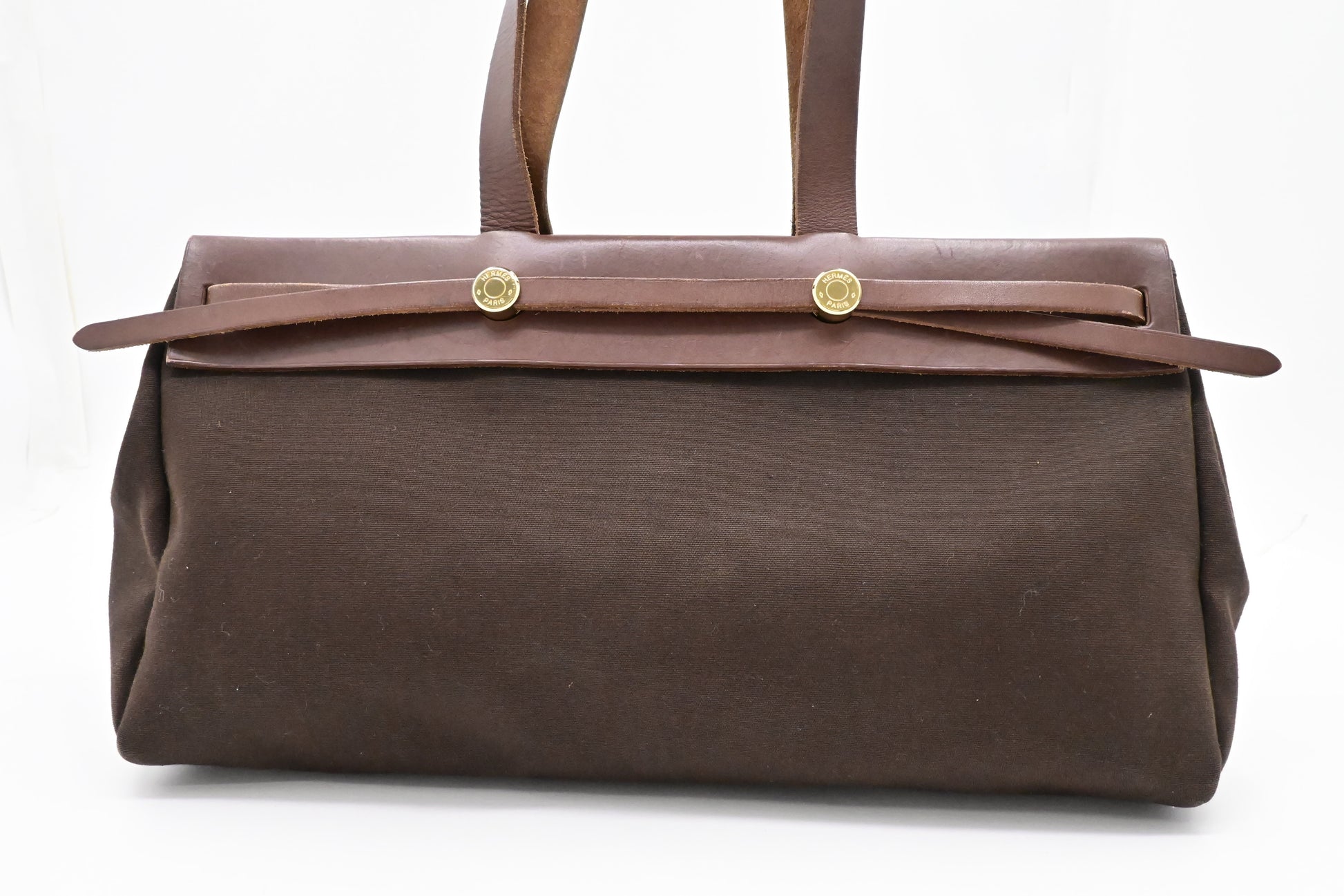 Hermes Herbag Cabas In & Leather Canvas Travel Bag