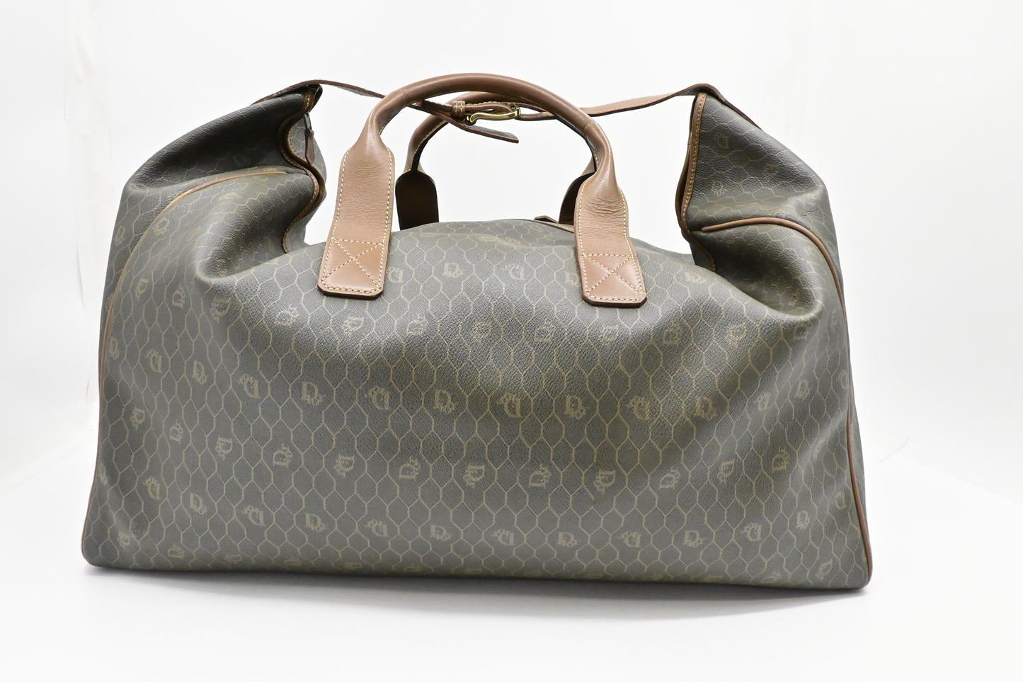 Dior Travel Bag In Dark Honeycomb Canvas Green