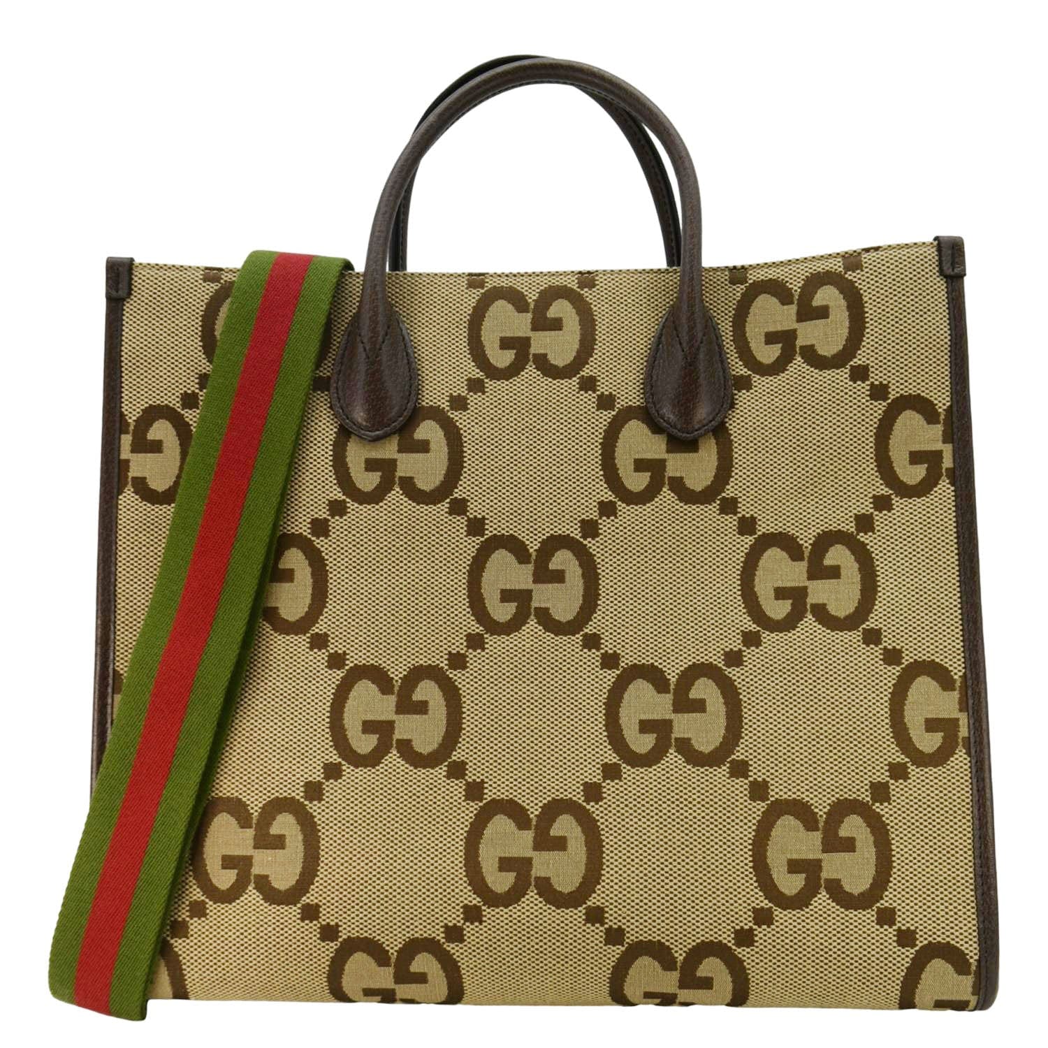 Gucci Jumbo Tote Shoulder Bag Canvas Beige Tote Bag