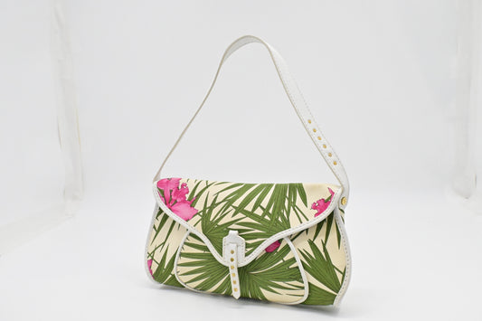 Celine Poulbot In Palm Print Handbag Canvas Travel Bag