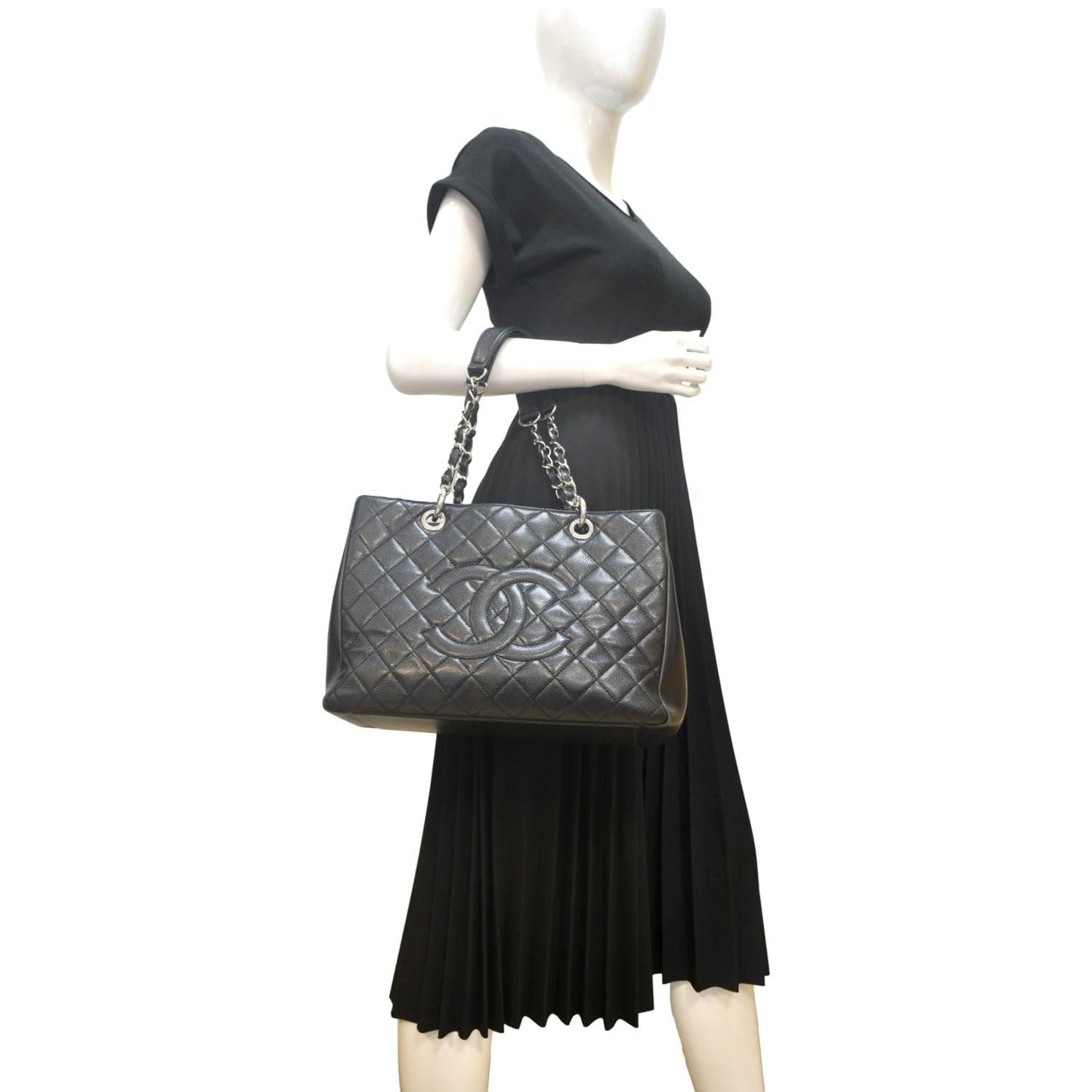 Chanel Grand Shopping Quilted GST Leather Black Travel Bag