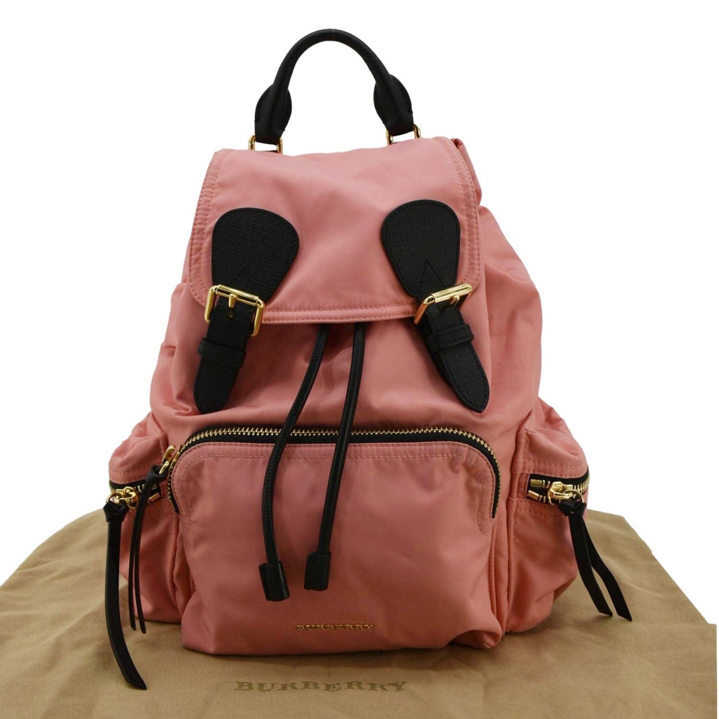 Burberry Luxury Technical Rucksack Backpack Bag Nylon Pink