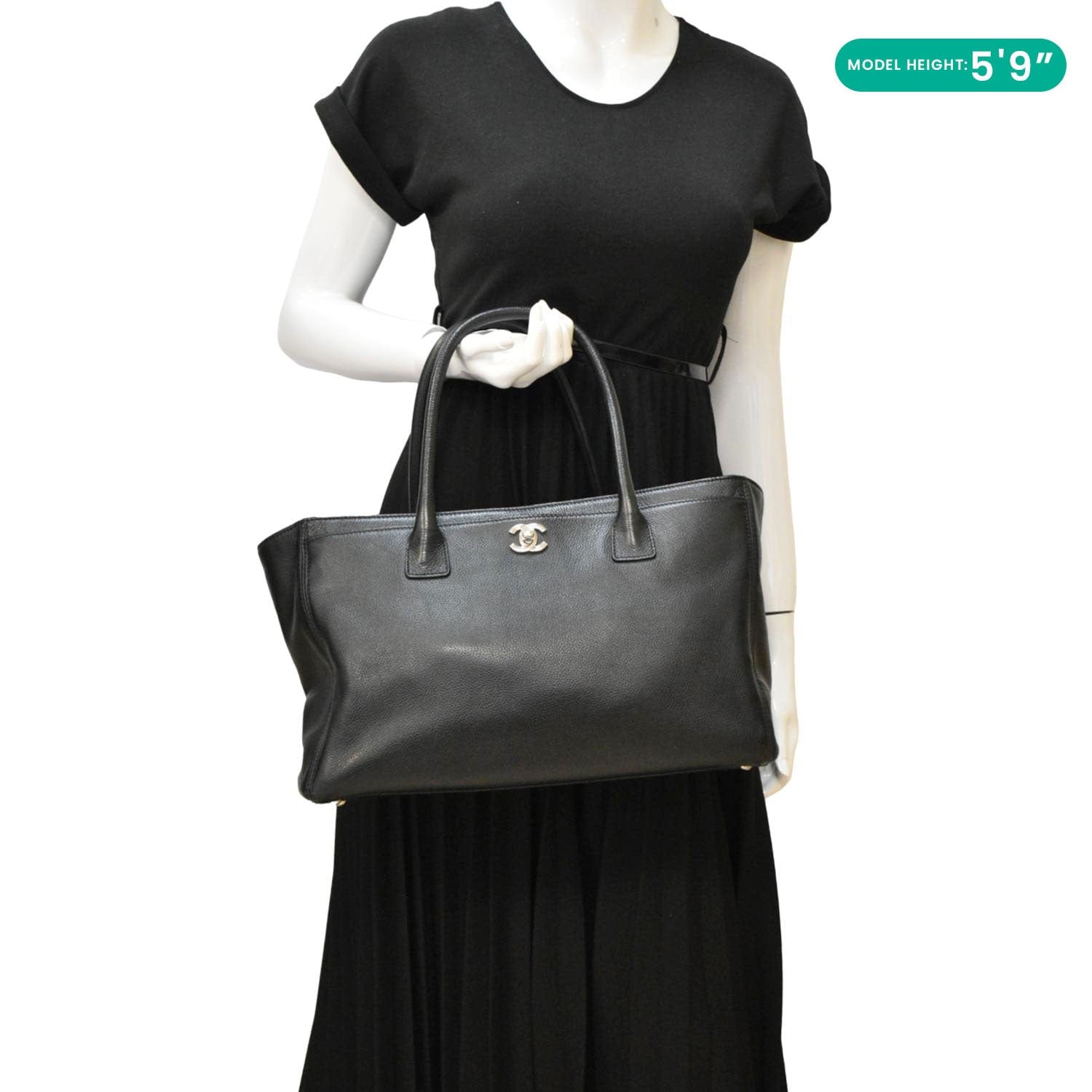 Chanel Executive Cerf Leather Black Travel Bag