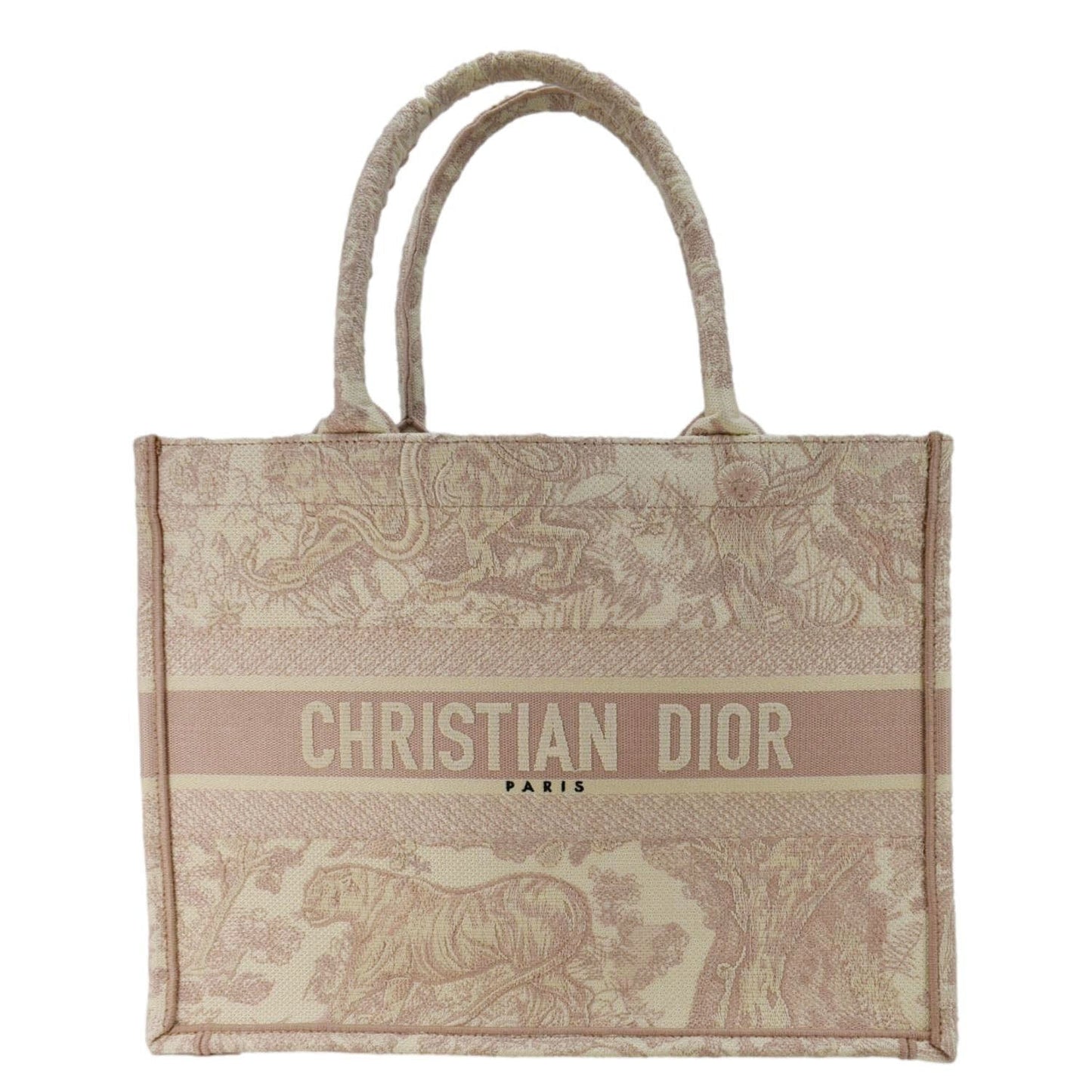 Dior Book Tote Bag Canvas Pink Embroidered