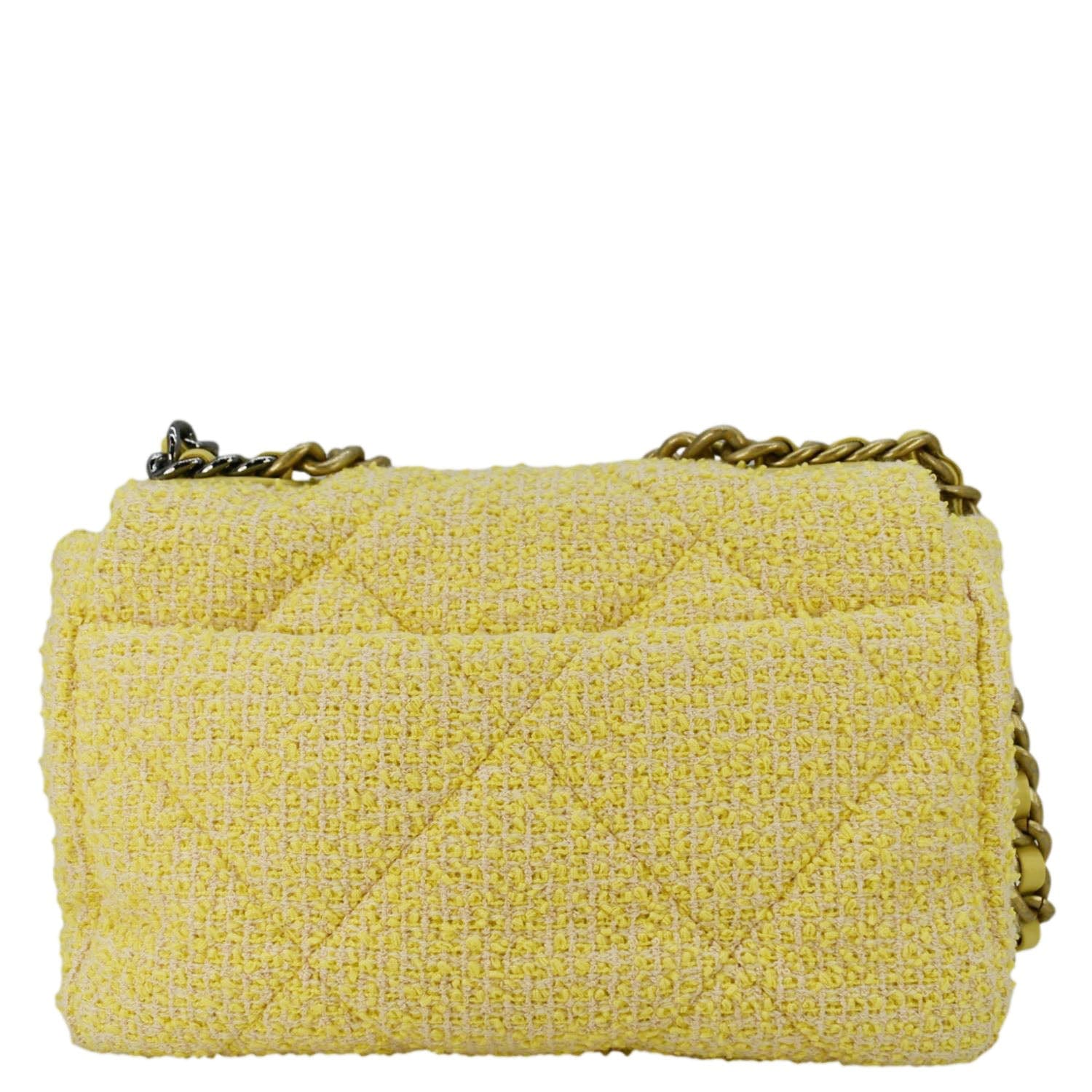 Chanel 19 Flap Medium Quilted Tweed Shoulder Bag Beige