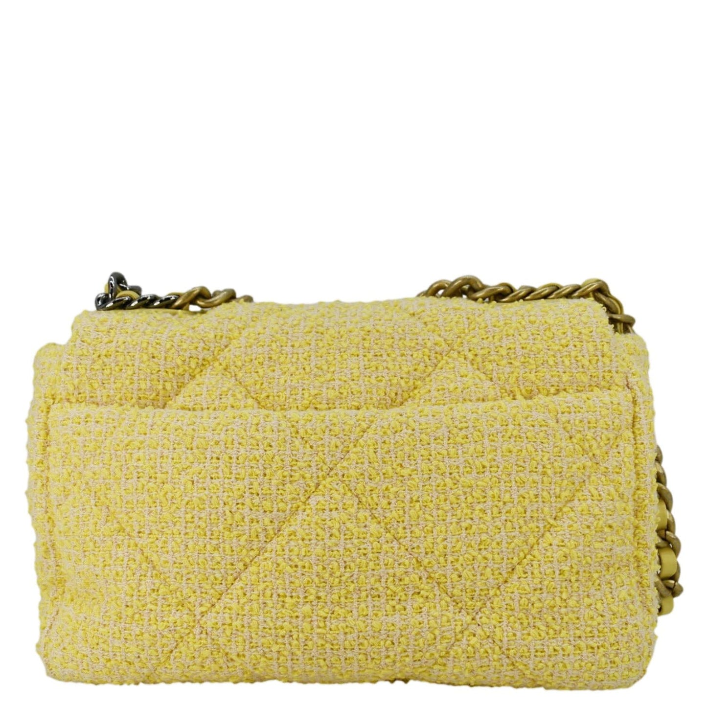 Chanel 19 Flap Quilted Tweed Beige Travel Bag