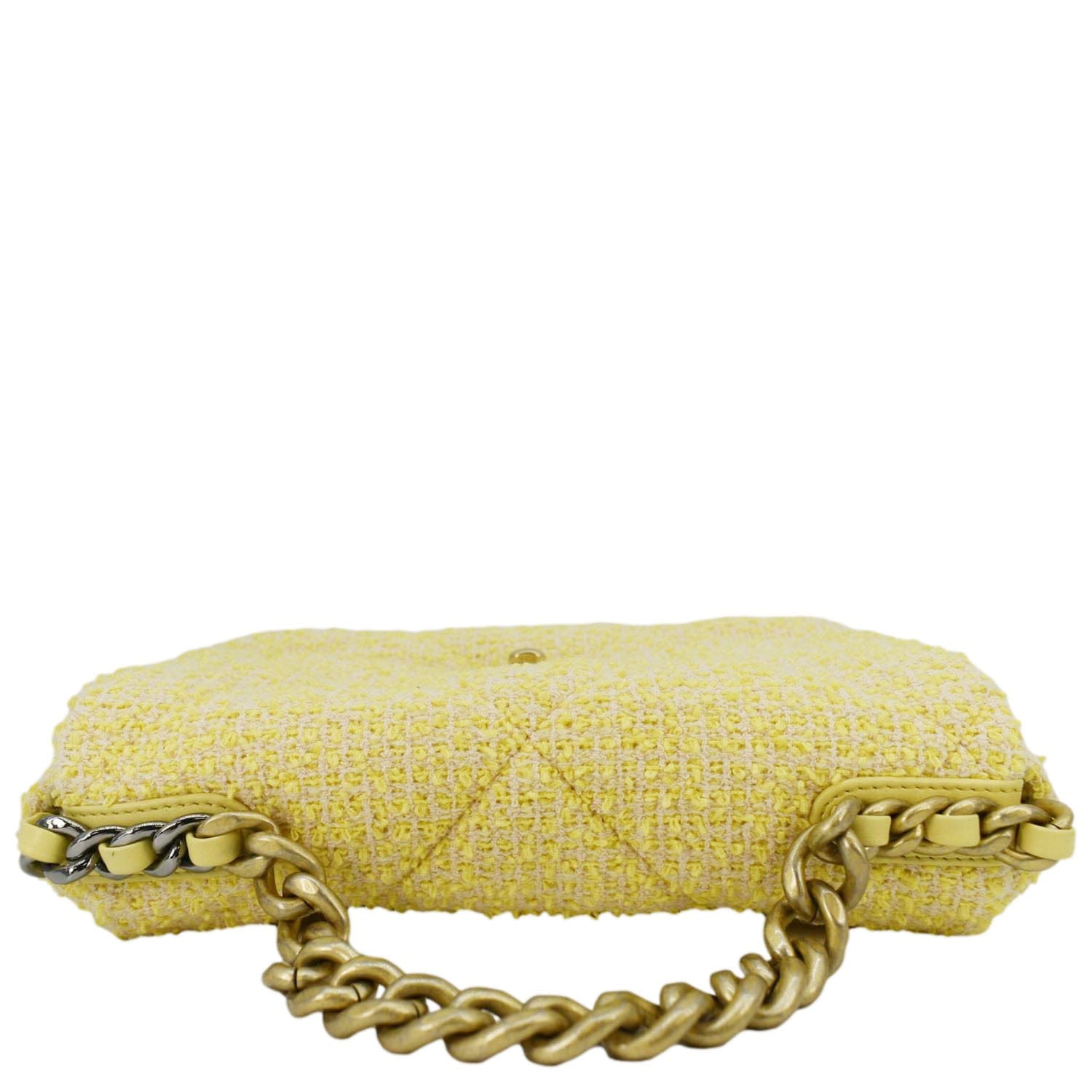 Chanel 19 Flap Quilted Tweed Beige Travel Bag