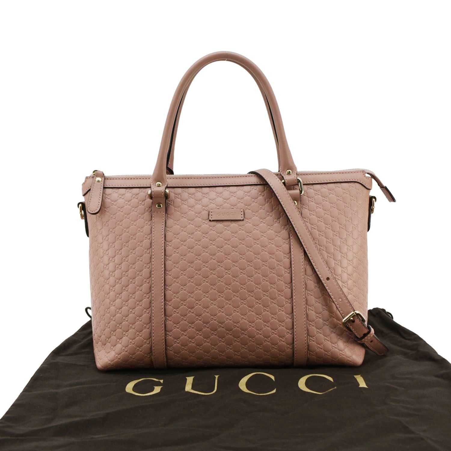 Gucci Convertible Microssima Satchel Bag Dusty Leather Pink Travel Bag