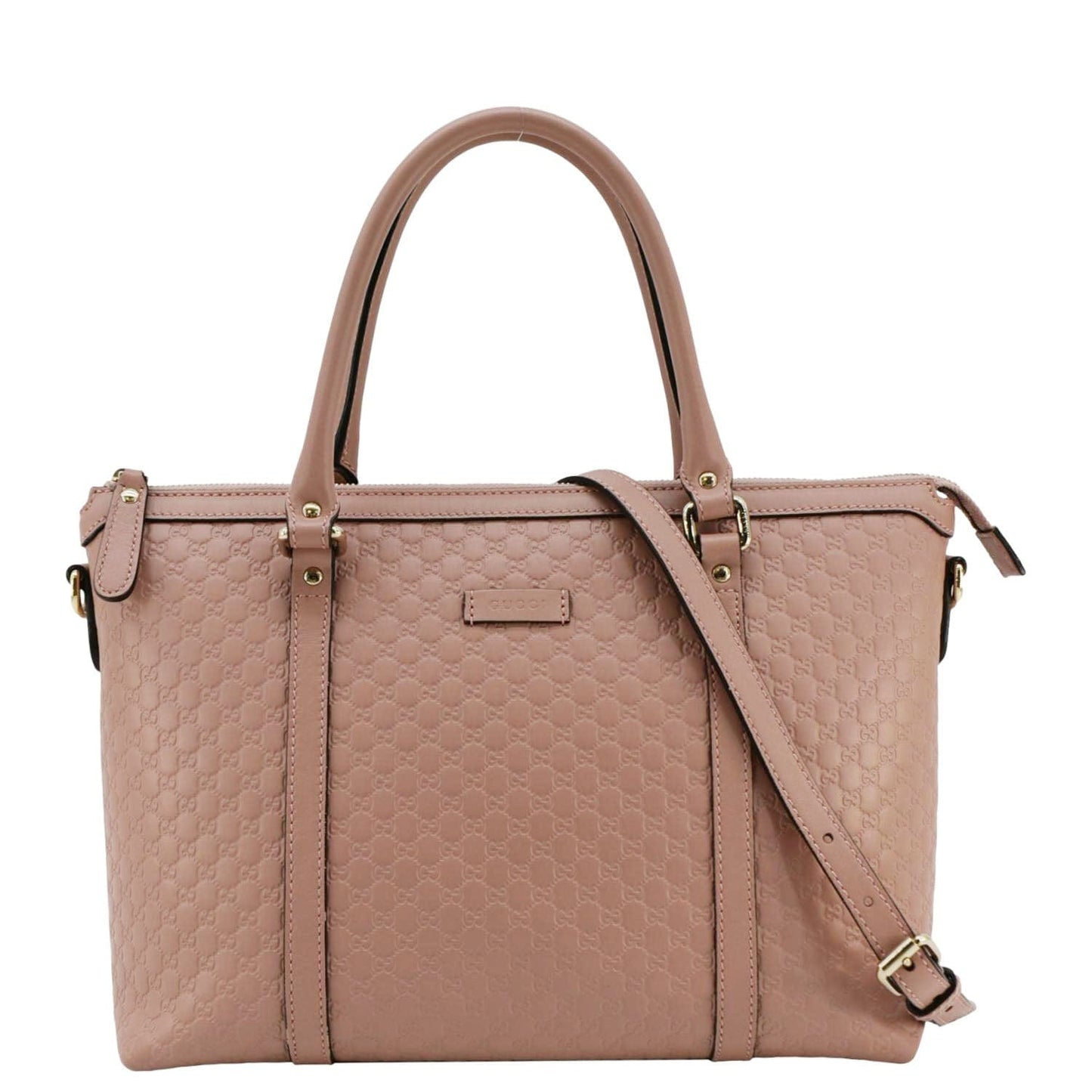 Gucci Convertible Microssima Satchel Bag Dusty Leather Pink Travel Bag