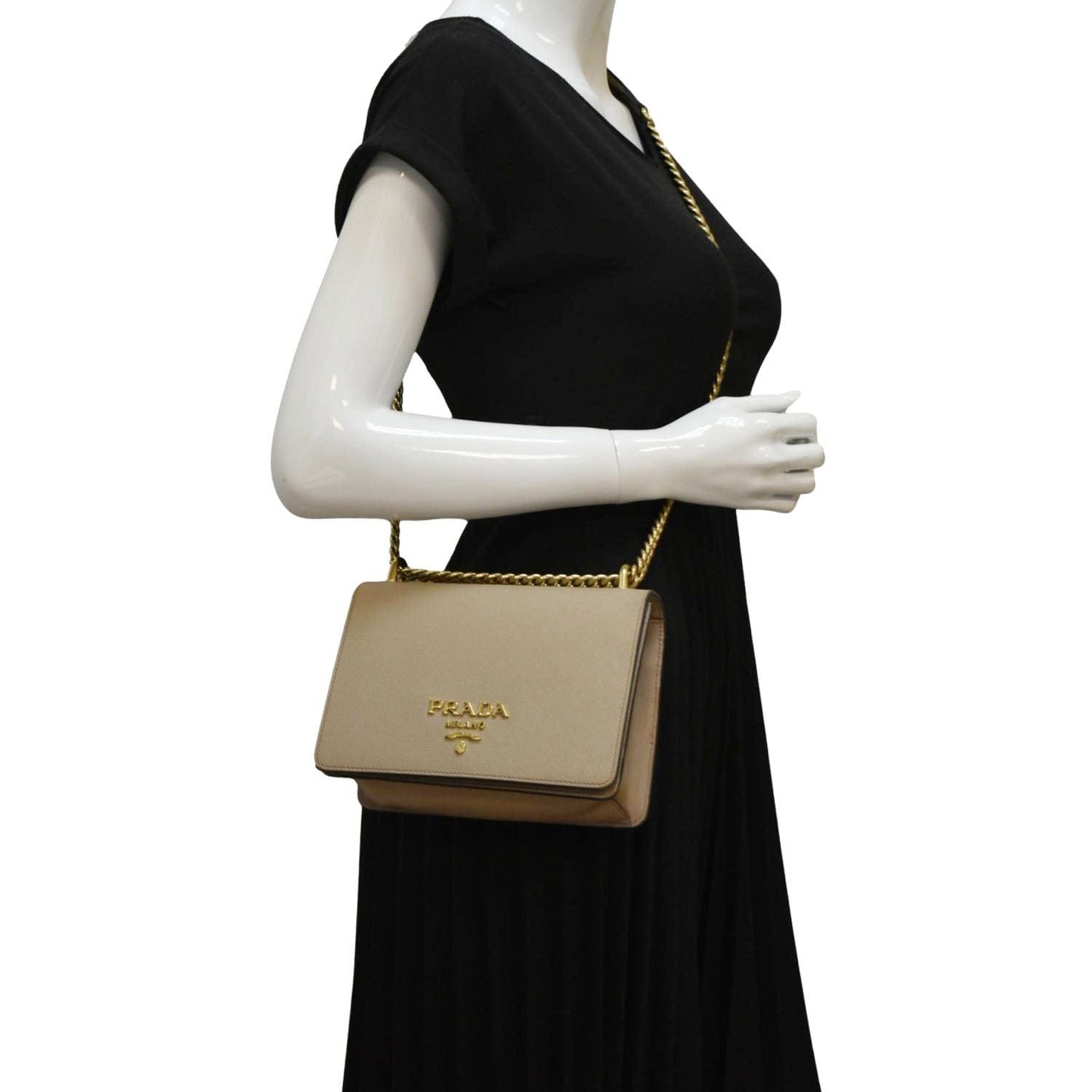 Prada Soft Crossbody Bag Leather Saffiano Beige