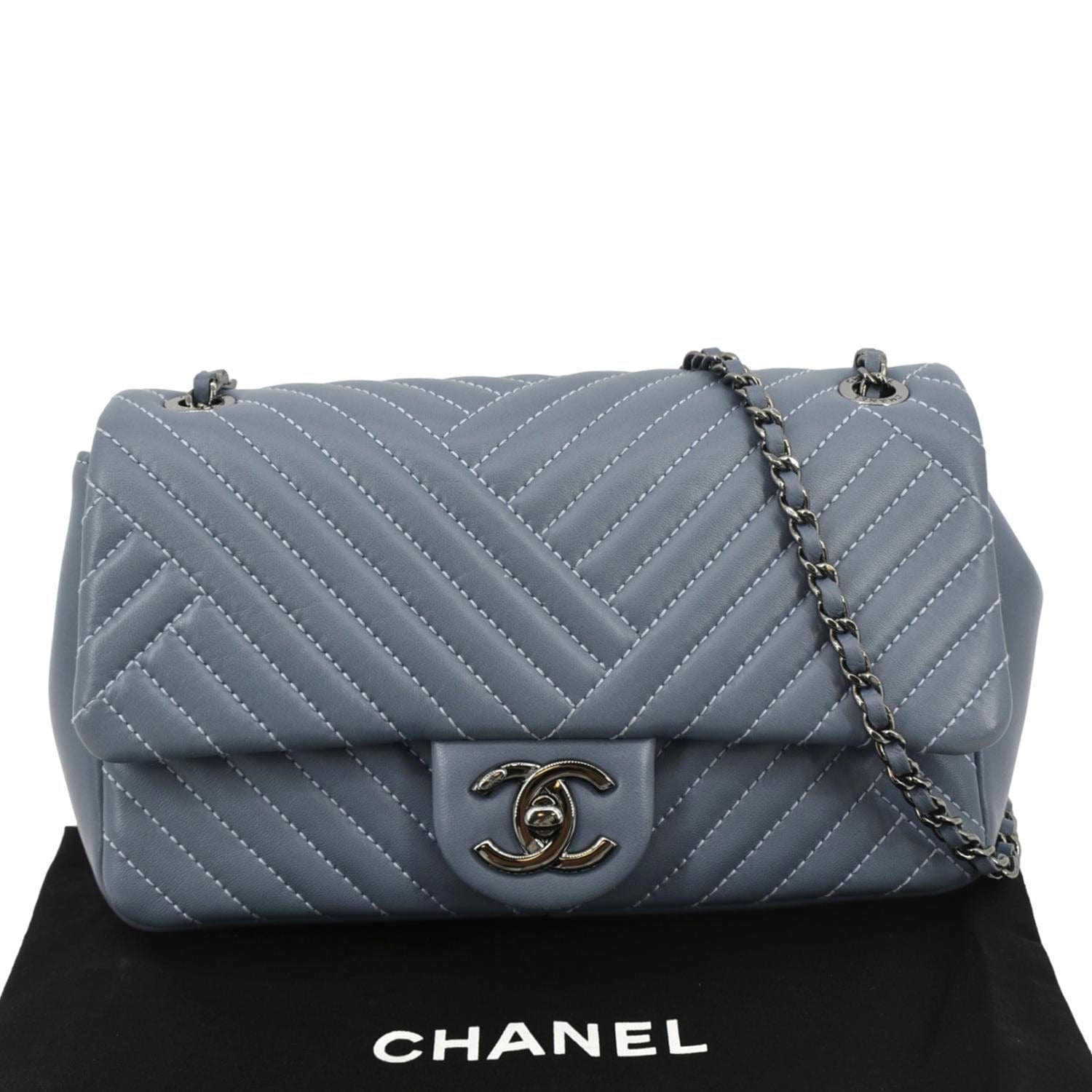 Chanel CC Crossing Flap Quilted Leather Blue Travel Bag