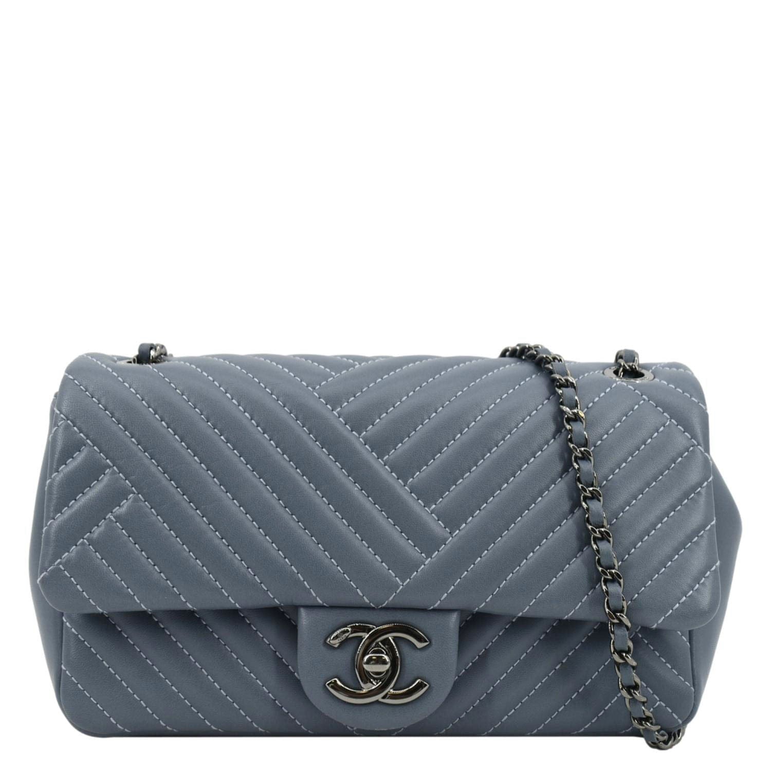 Chanel CC Crossing Flap Quilted Leather Blue Travel Bag